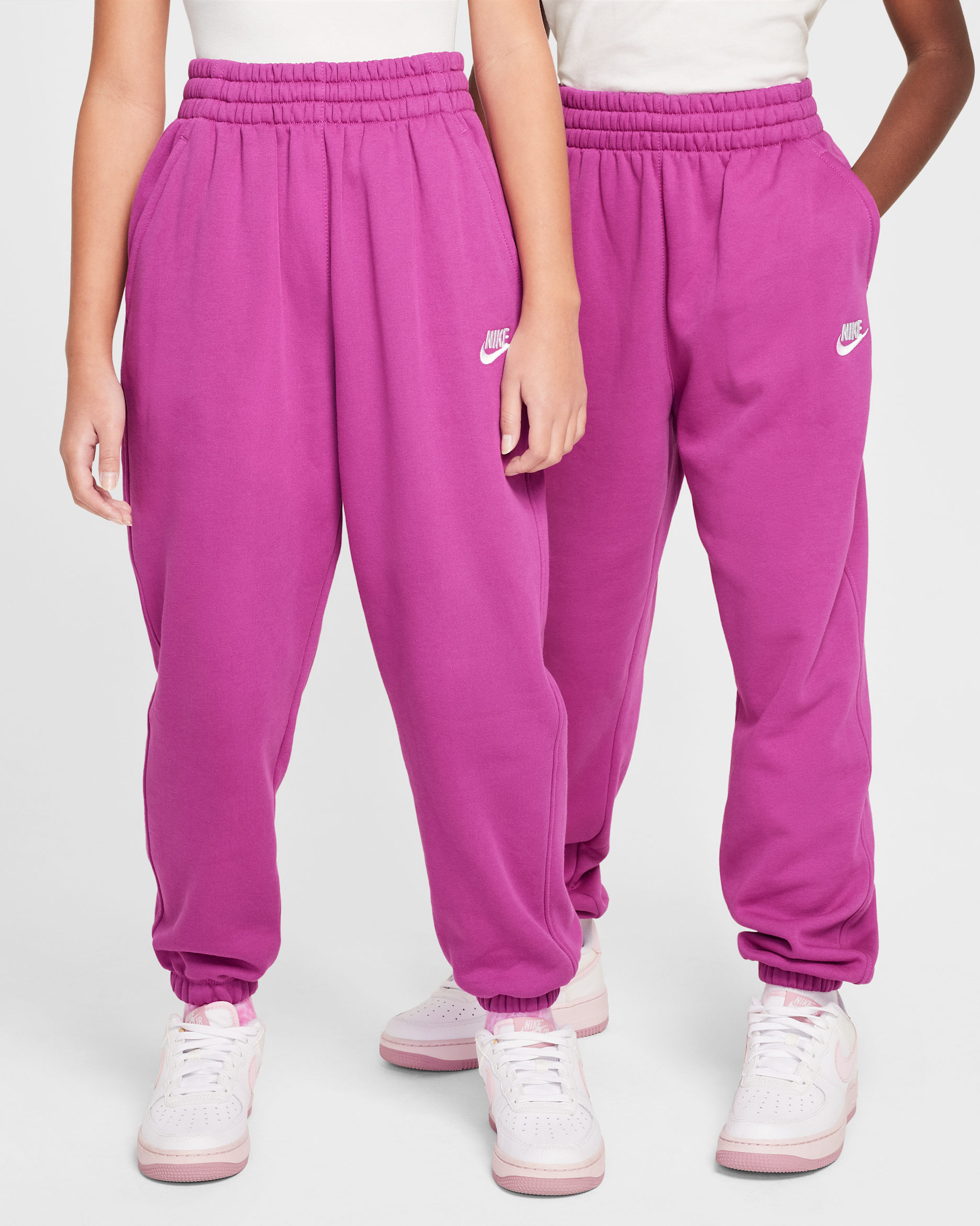Nike Sportswear Club Fleece Big Kids' Loose Pants - Hot Fuchsia/Hot Fuchsia/White