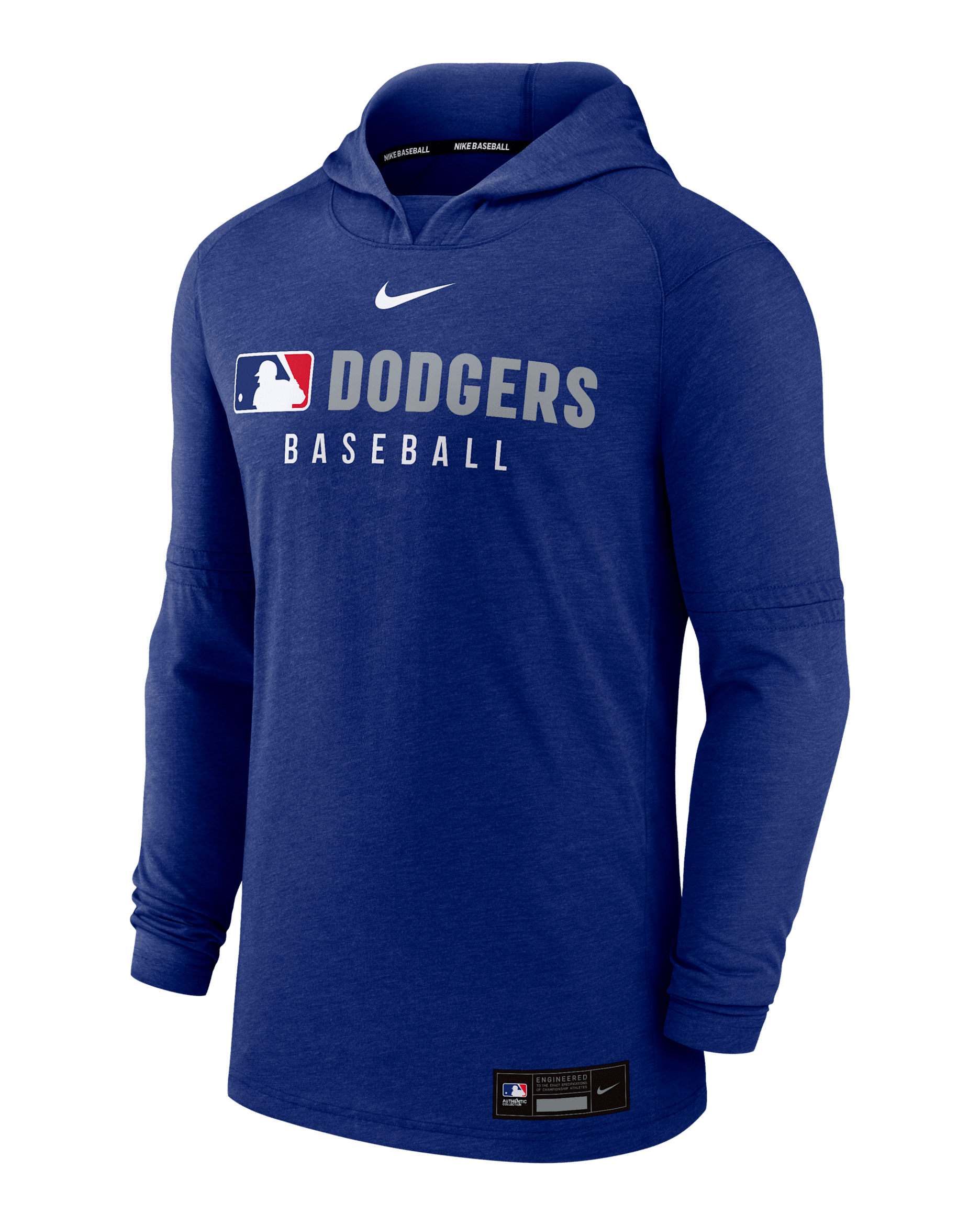 Sudadera con gorro sin cierre Nike Dri-FIT de la MLB para hombre Los Angeles Dodgers Authentic Collection - Royal juego jaspeado