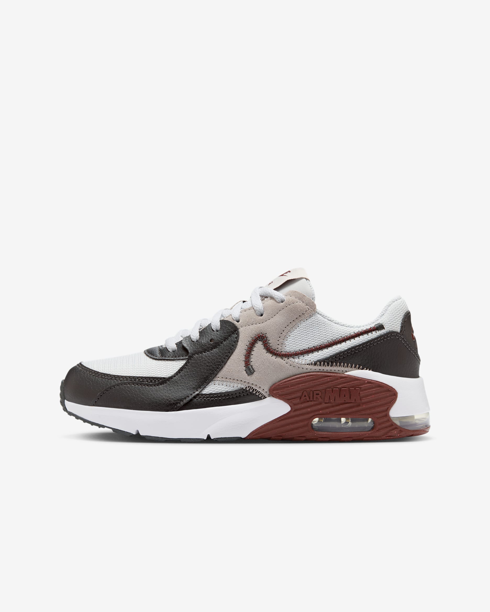 Tenis para niños grandes Nike Air Max Excee - Platino puro/Antracita/Gris universitario/Rojo team oscuro