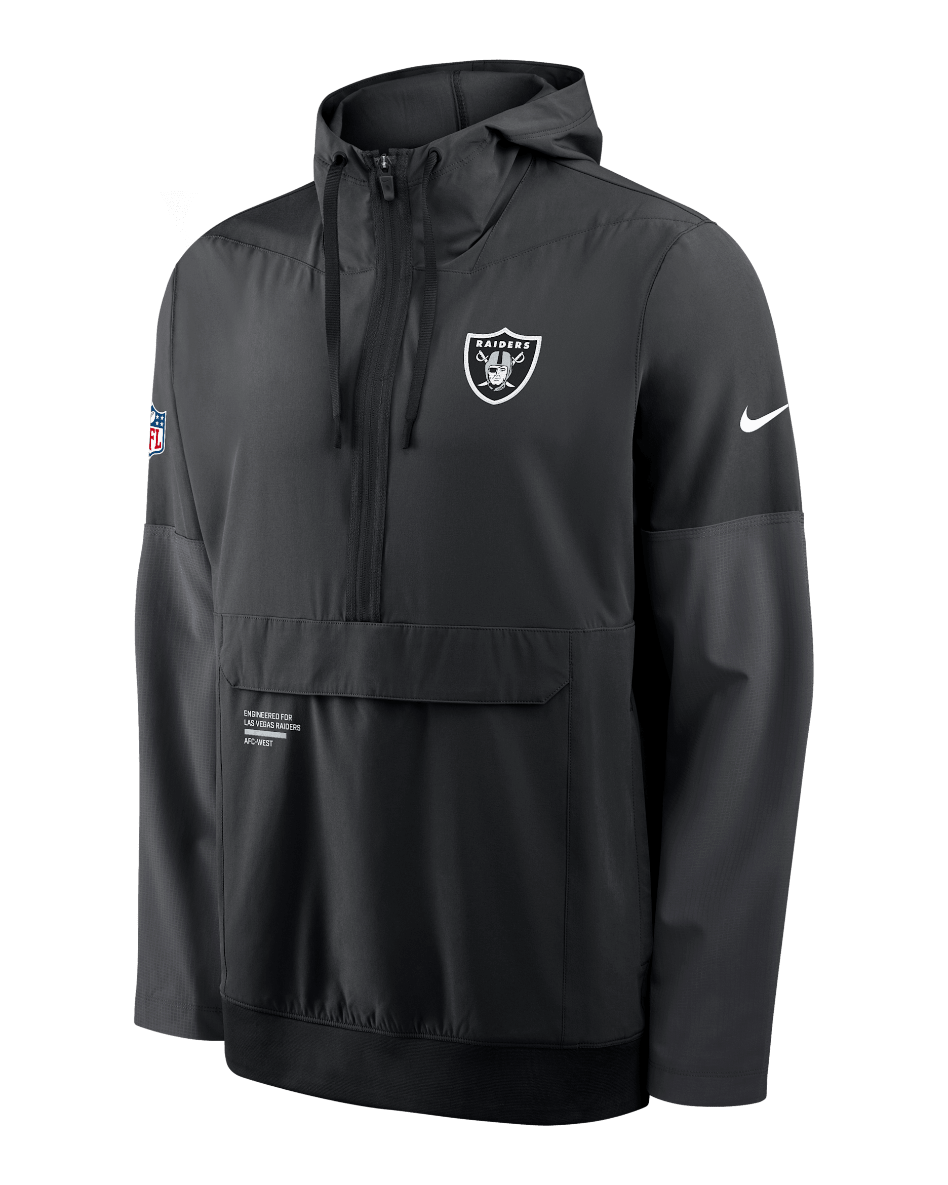 Las Vegas Raiders Well Rounded Anorak Men's Nike NFL 1/2-Zip Hooded Jacket - Black