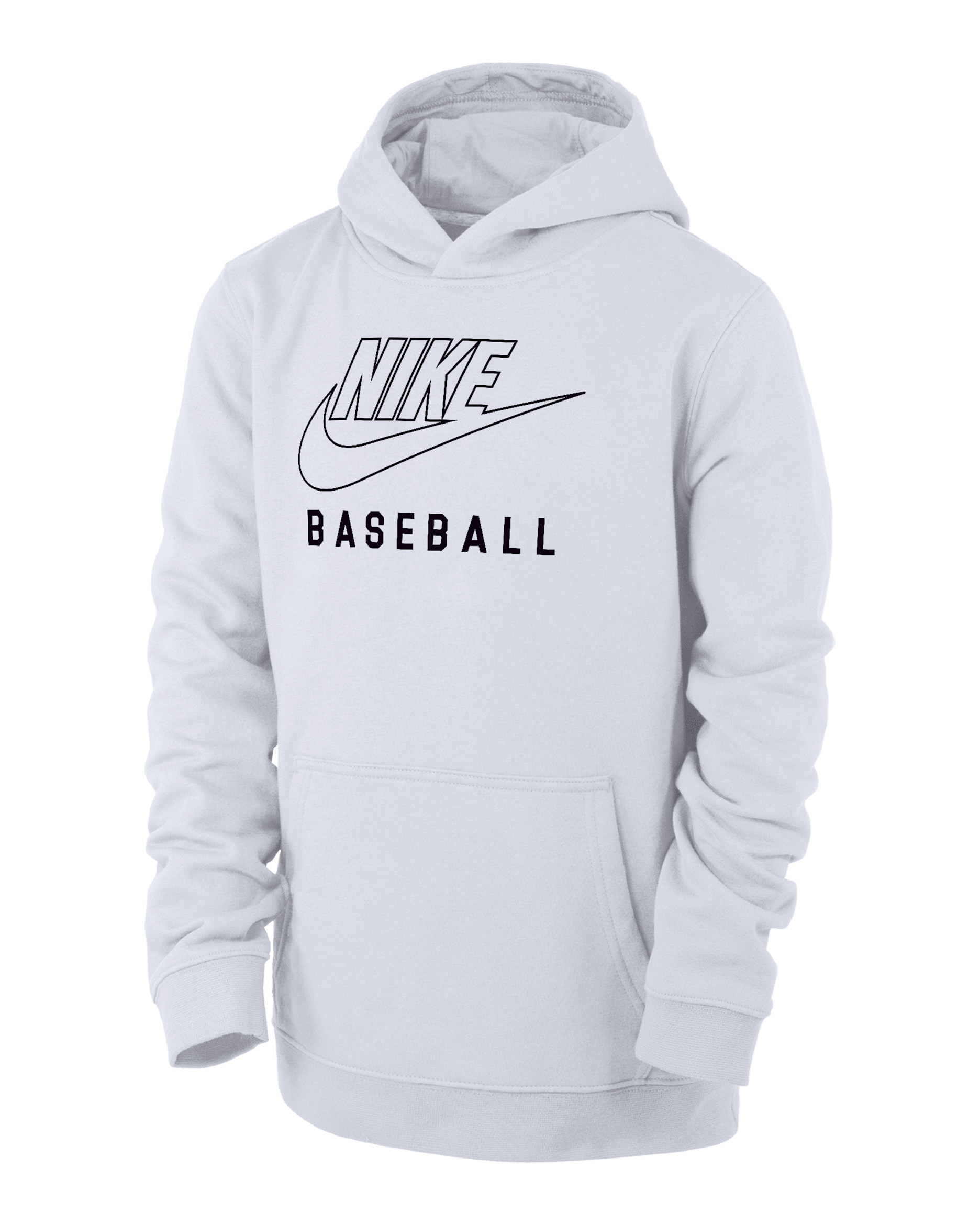 Nike Swoosh Club Fleece Big Kids' Baseball Pullover Hoodie - White