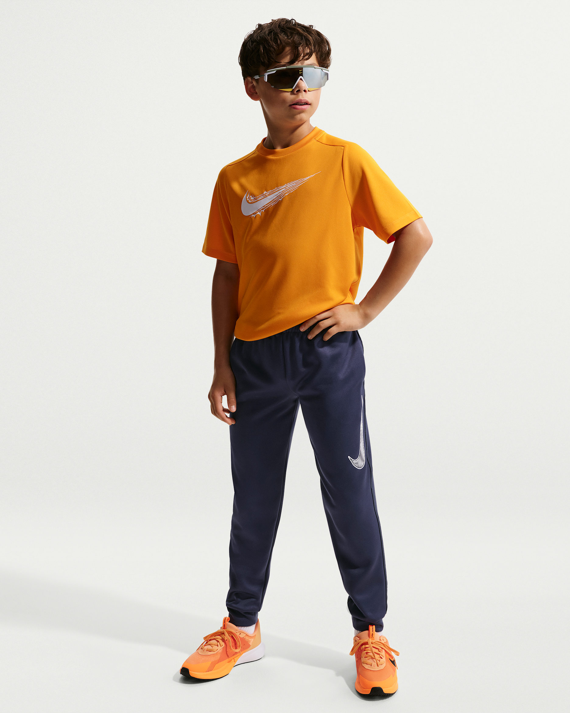 Pants de entrenamiento de tejido Knit Dri-FIT para niño talla grande Nike Multi - Azul marino medianoche/Blanco