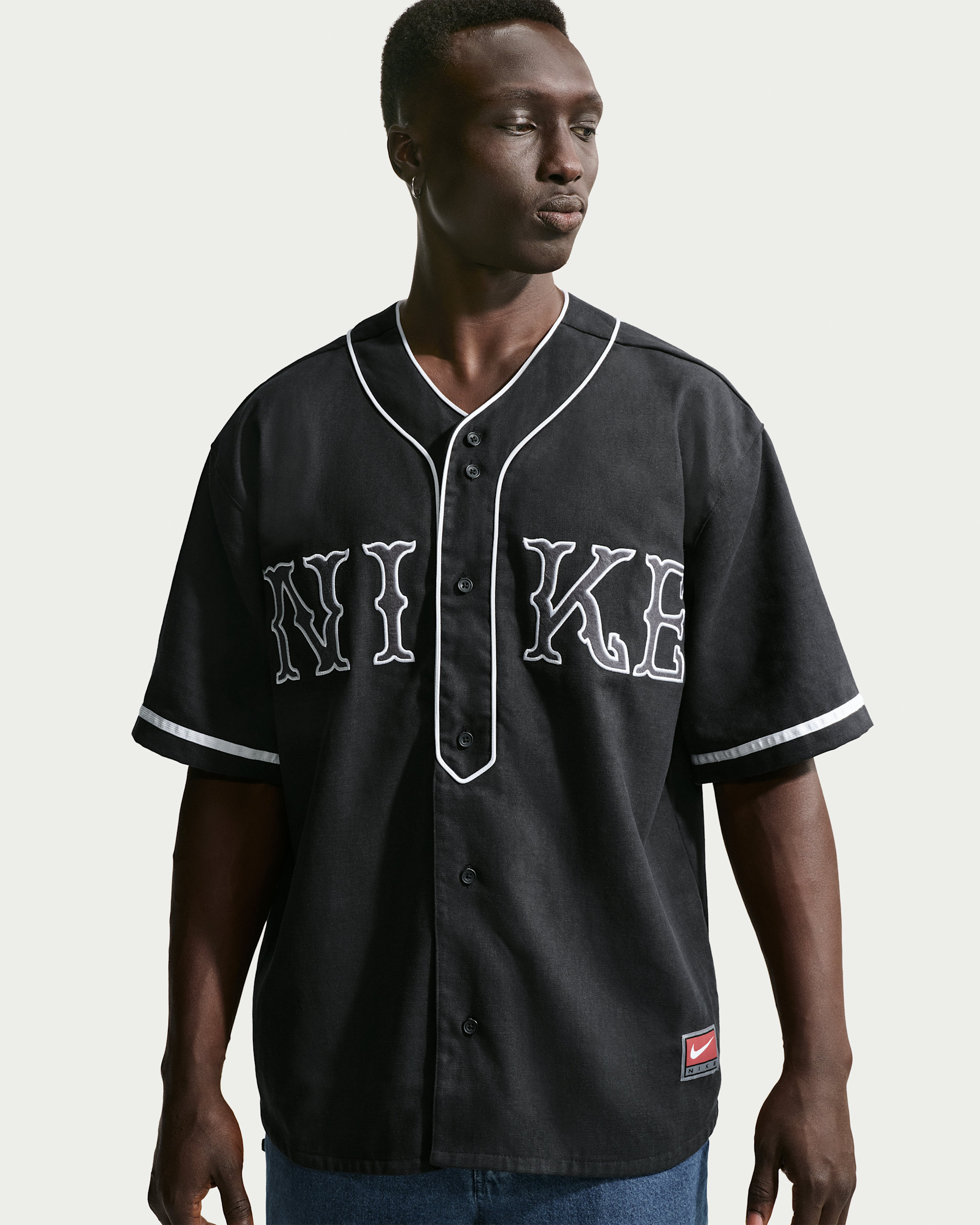 Nike Life Men's Short-Sleeve Vintage Sport Top - Black/White/White