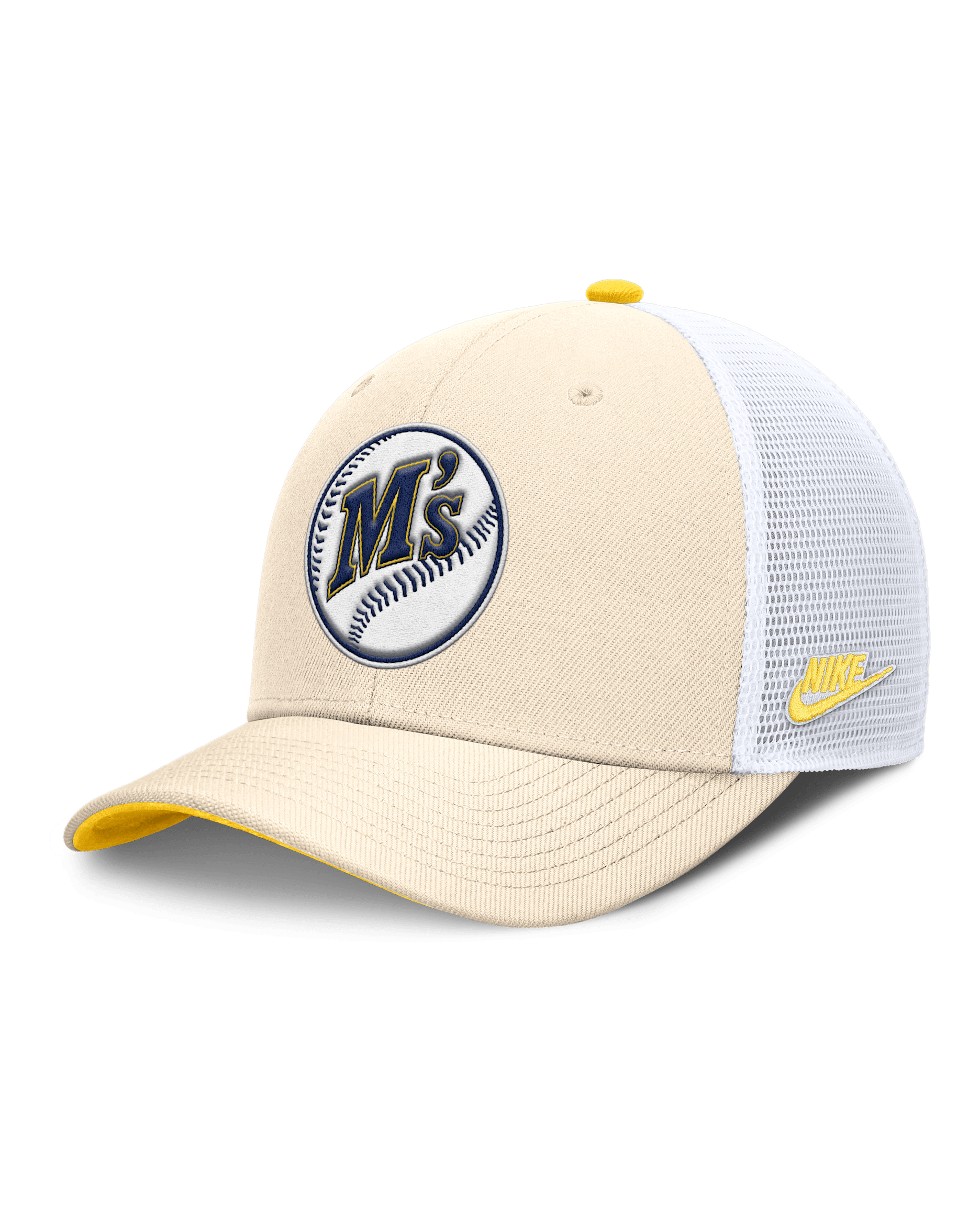 Seattle Mariners Cooperstown Rise Men's Nike Dri-FIT MLB Trucker Adjustable Hat - Natural