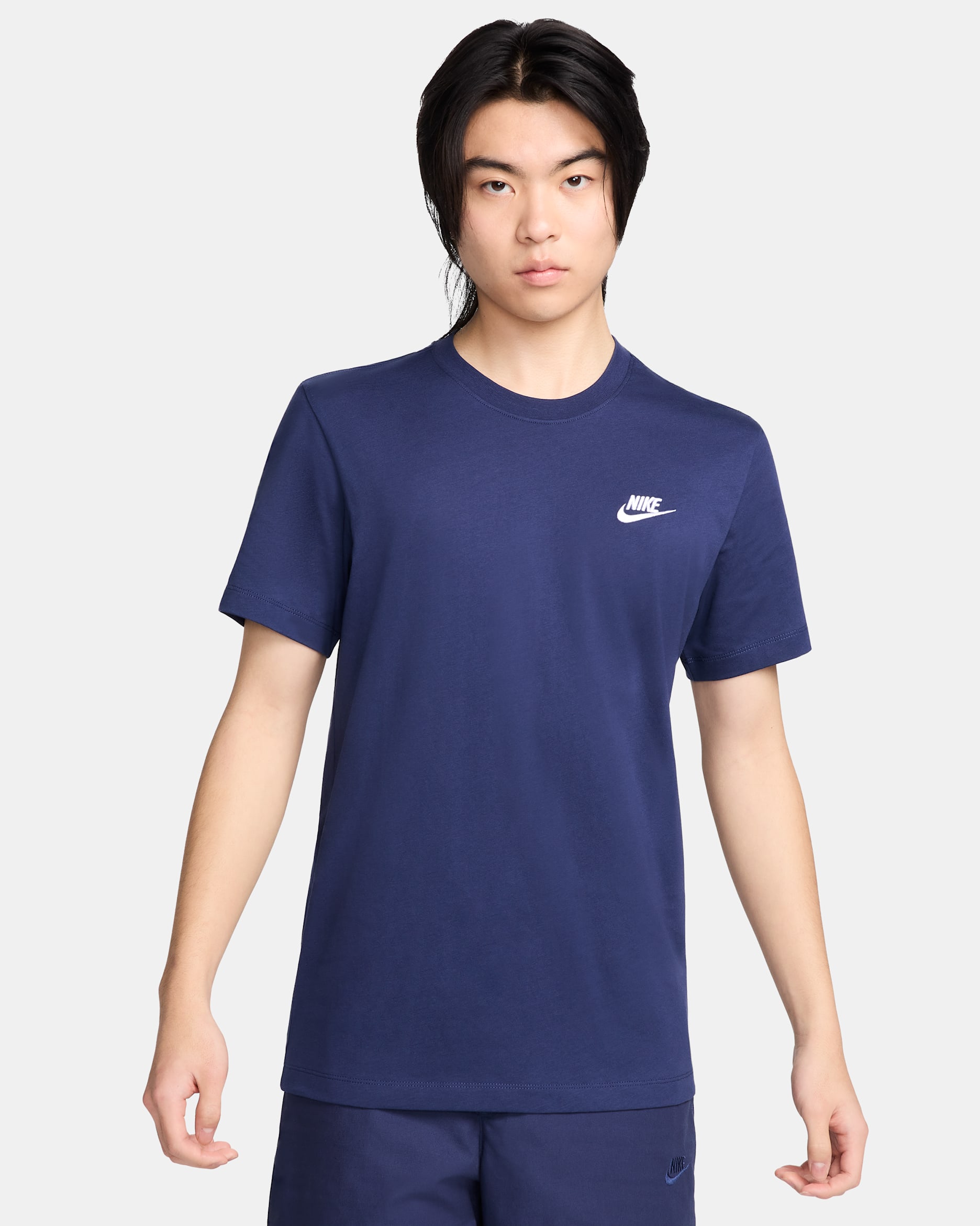 Nike Sportswear Club 男款 T 恤 - Midnight Navy/白色