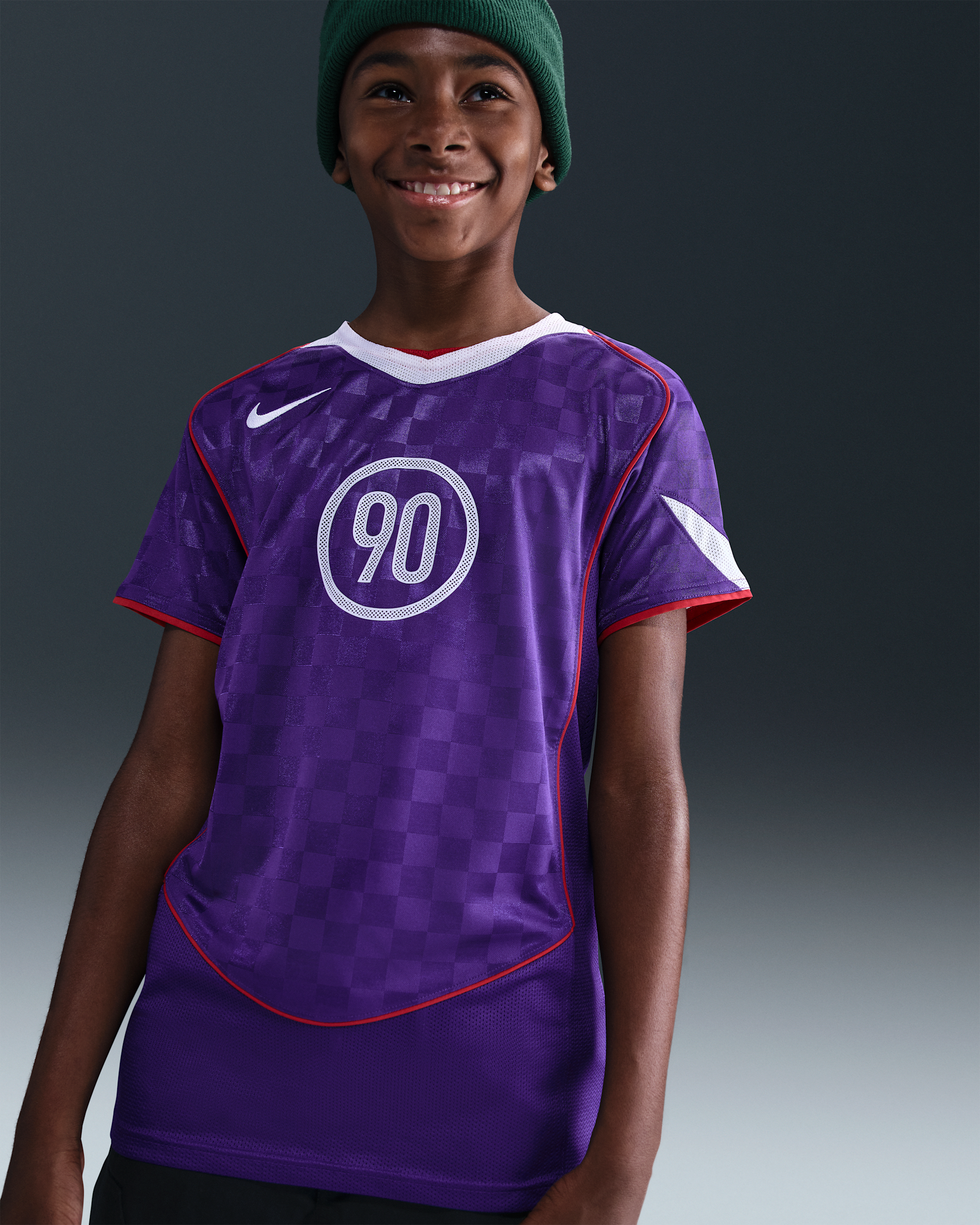 Nike Total 90 Older Kids' Dri-FIT Football Shirt - Court Purple/White/Gym Red/White