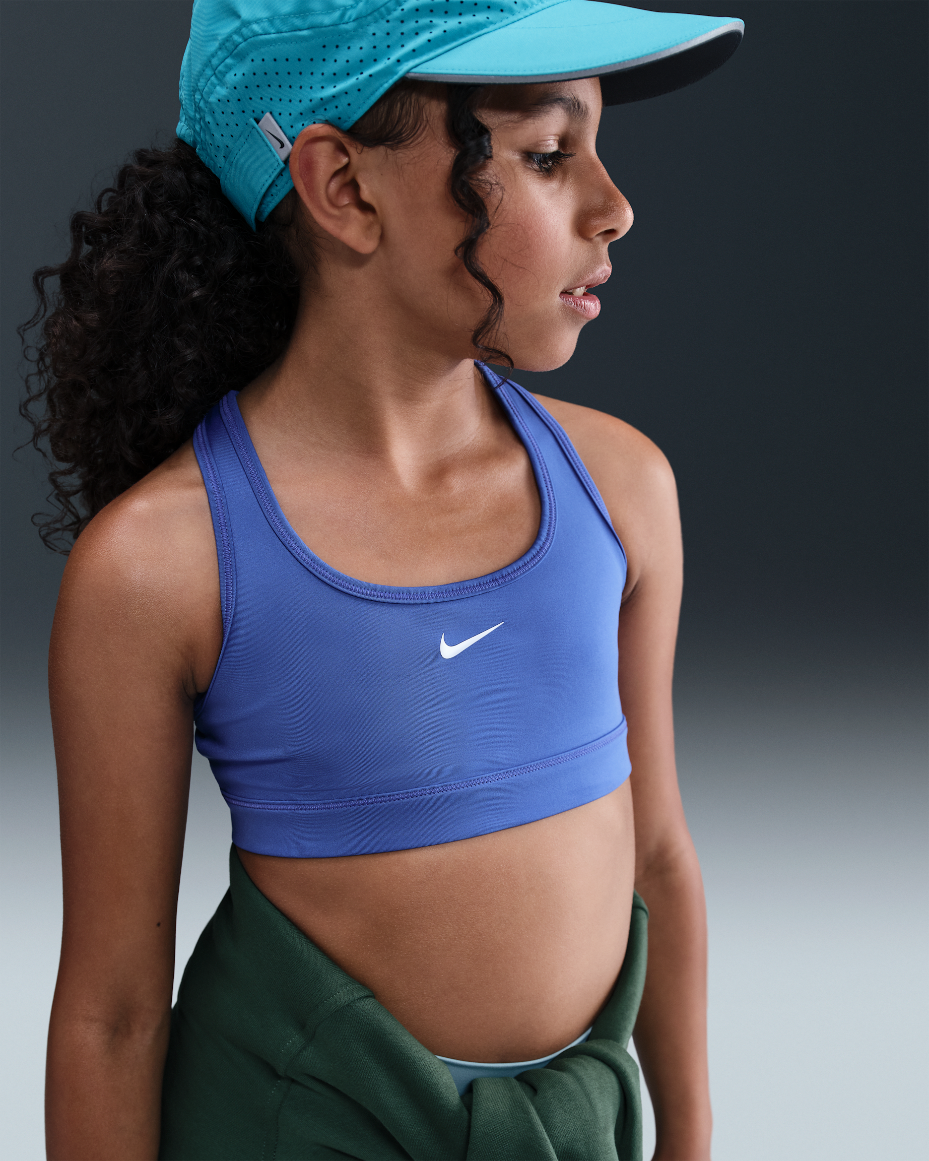 Nike Swoosh Kız Çocuk Spor Sütyeni - Comet Blue/Beyaz