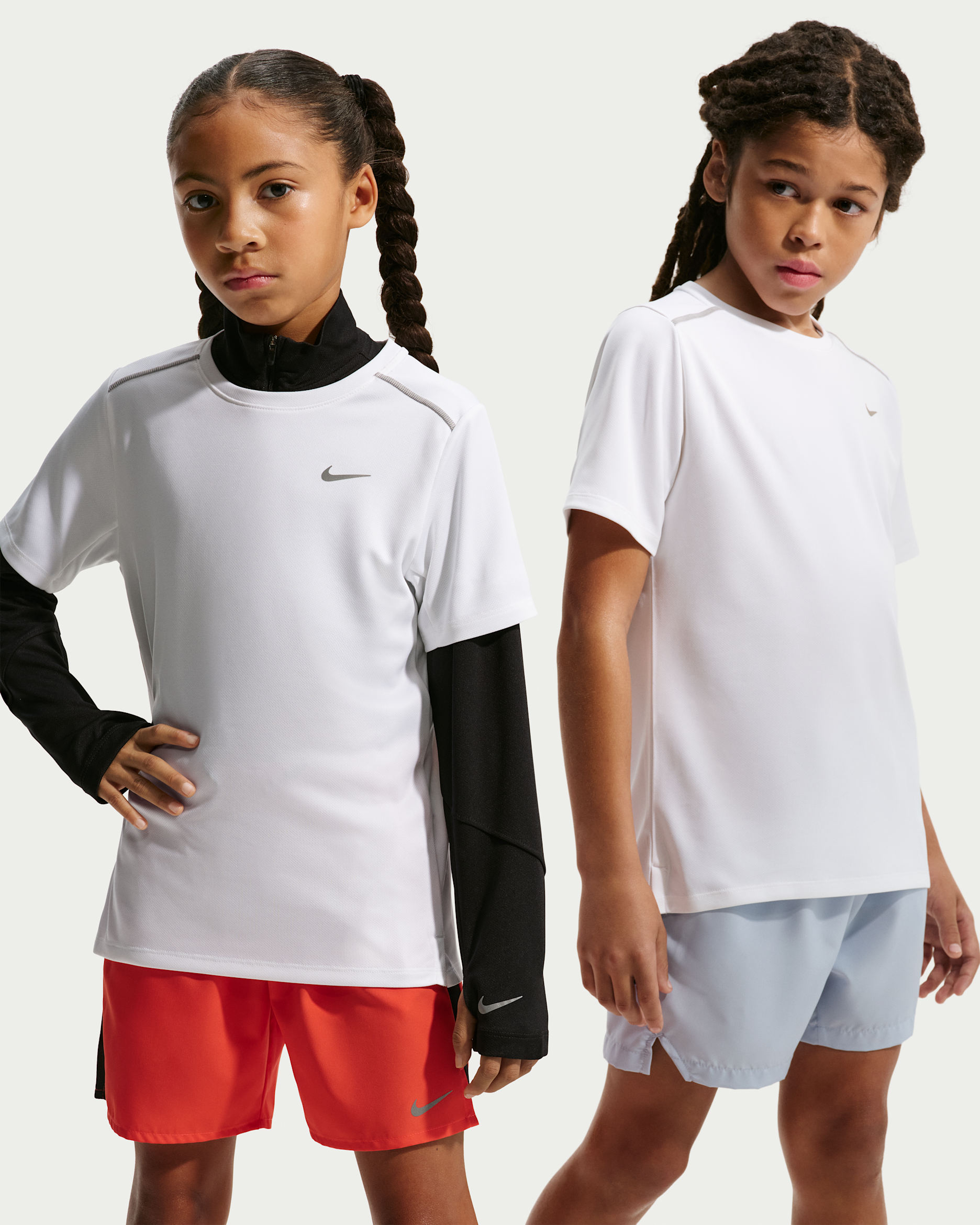 Nike Miler Older Kids' Dri-FIT Short-Sleeve Top - White/White/Heather