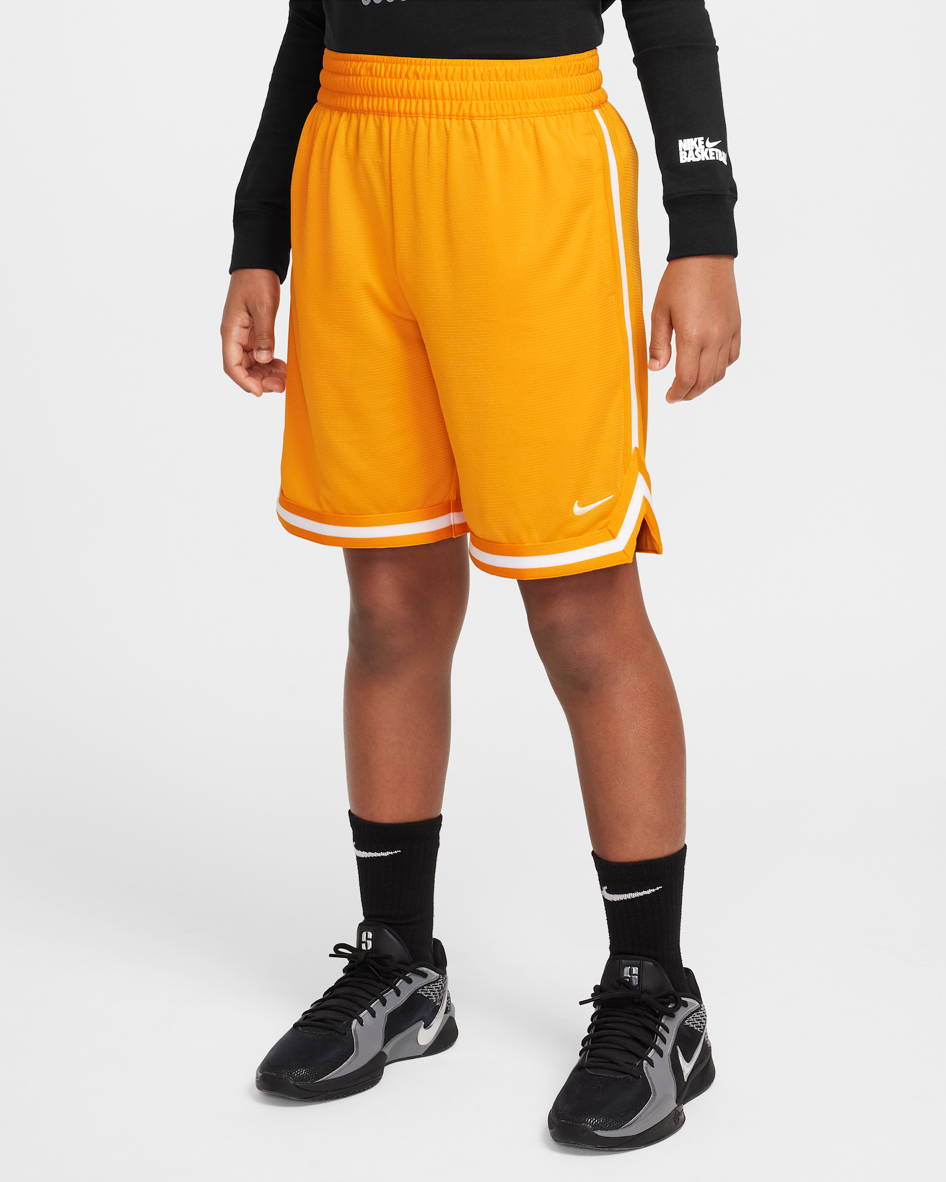 Shorts de básquetbol para niños talla grande Nike Dri-FIT DNA - Piel de naranja/Blanco