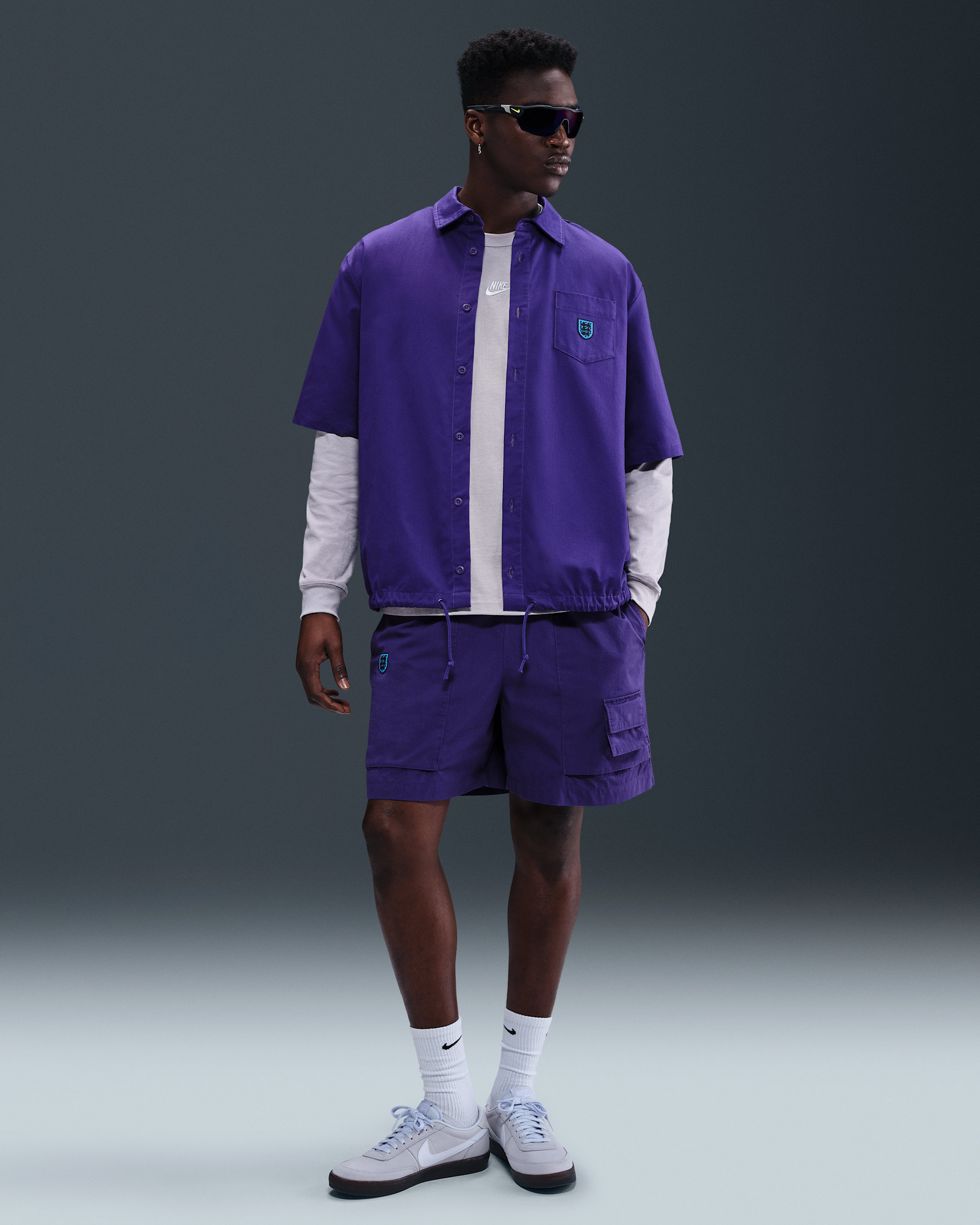 England Men's Nike Life Football Camp Shorts - Court Purple/Vivid Purple