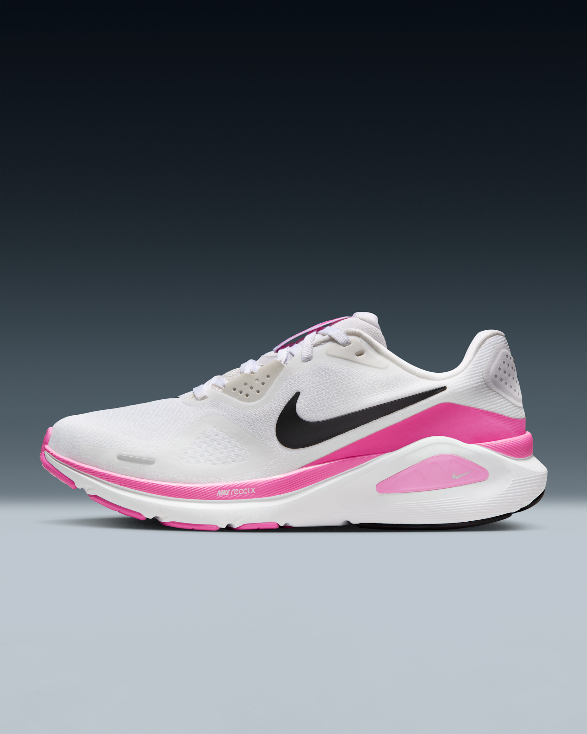 Nike Structure 26 Women's Road Running Shoes - White/Playful Pink/Metallic Silver/Black