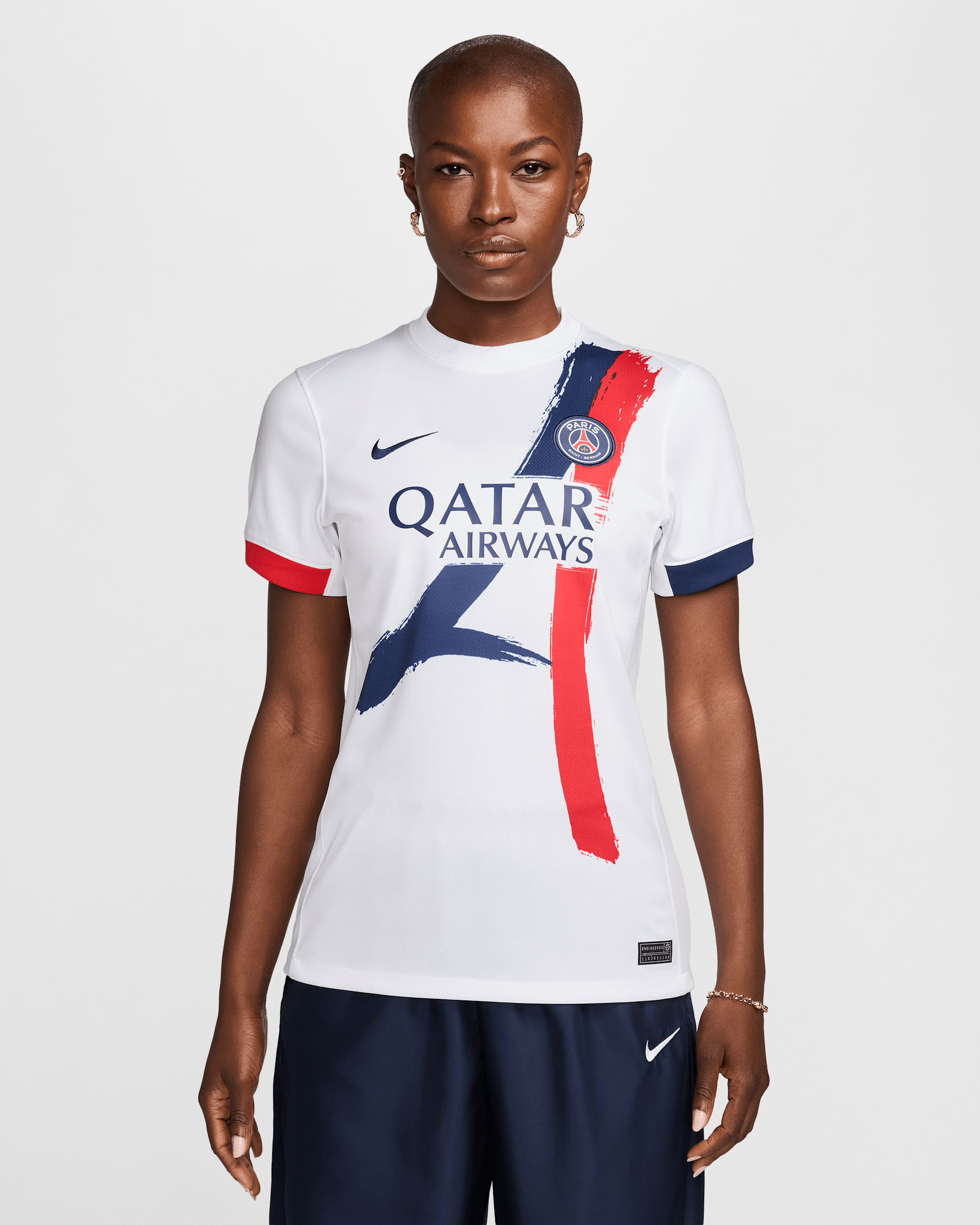 Paris Saint-Germain 2024/25 Stadium Away Nike Replika-Fußballtrikot mit Dri-FIT-Technologie (Damen) - Weiß/Midnight Navy/University Red/Midnight Navy