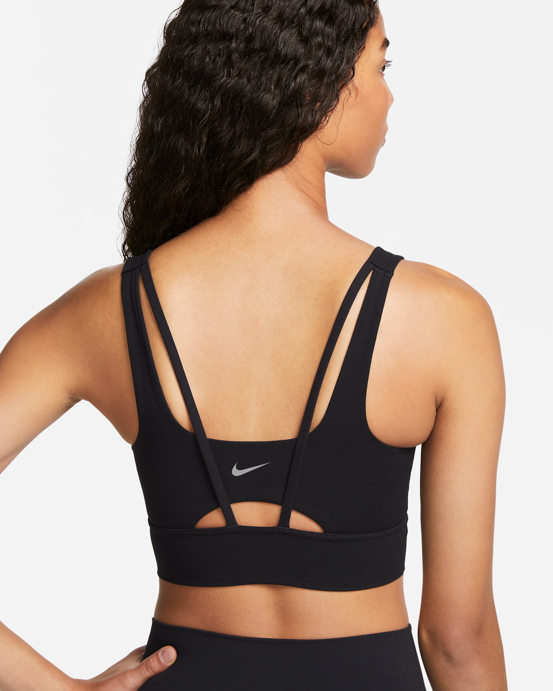 Nike Zenvy Women's Medium-Support Padded Longline Sports Bra - Black/Sail