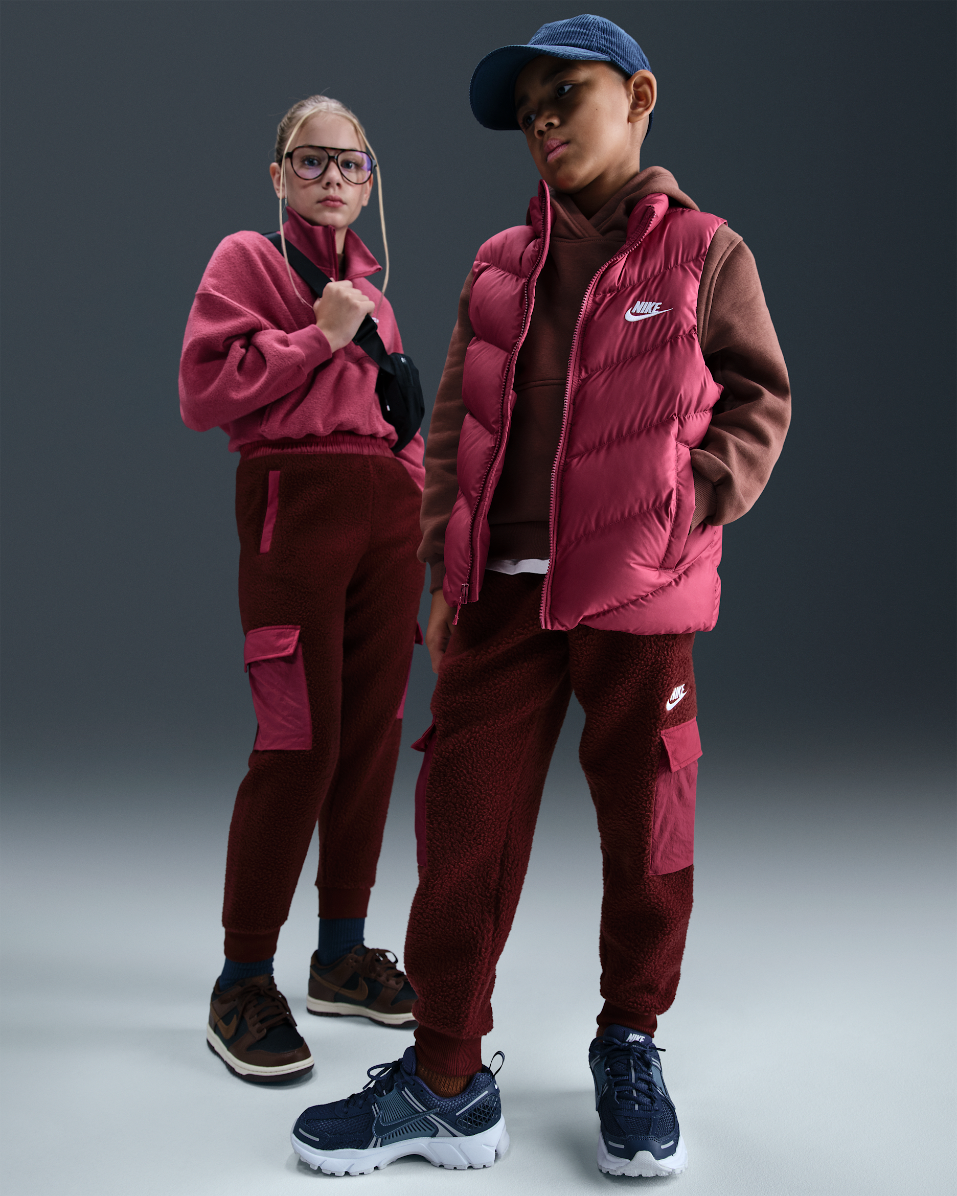 Nike Sportswear Club Fleece Big Kids' Cargo Pants - Dark Team Red/Sweet Beet/White