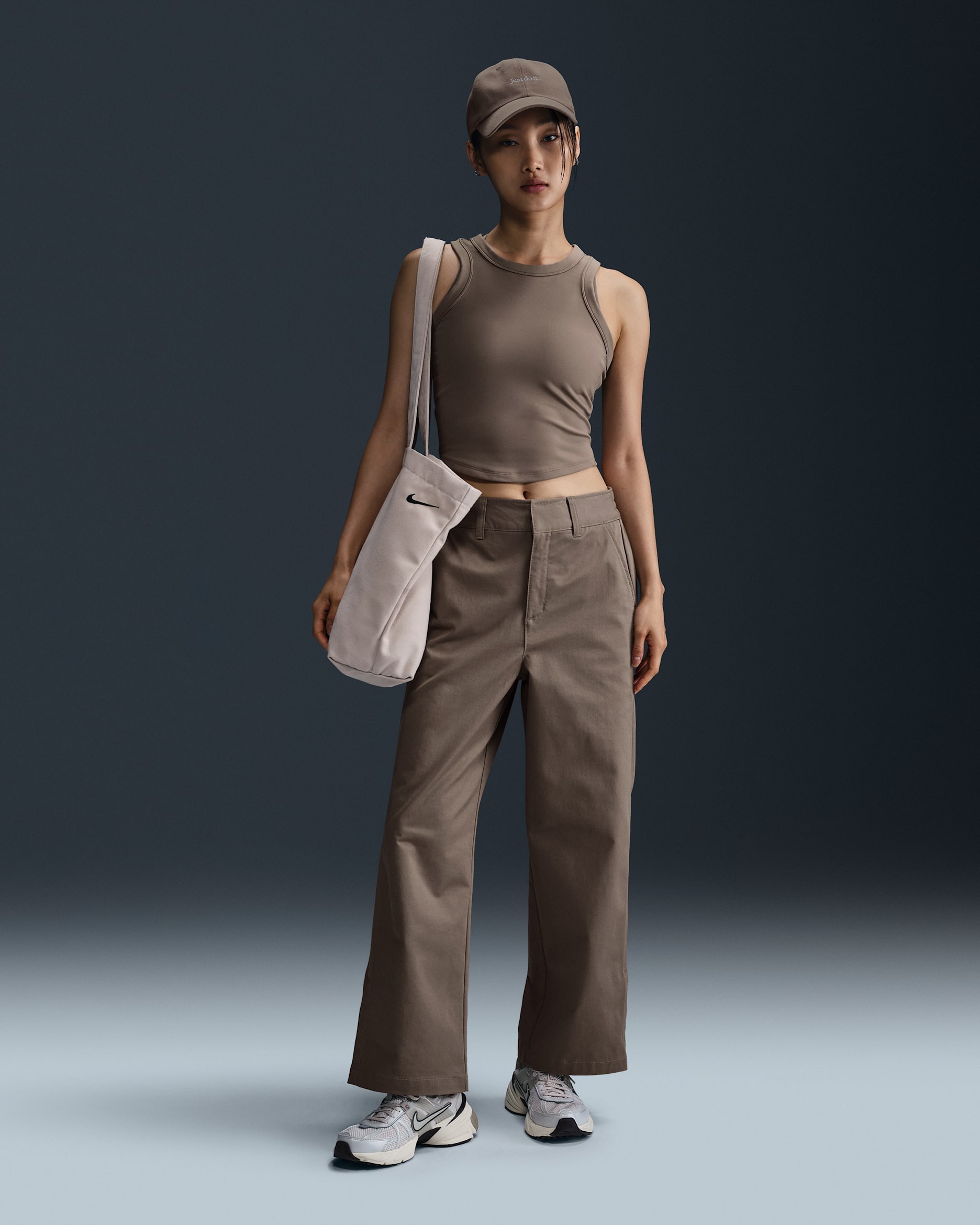 Nike Sportswear Collection Women's Mid-Rise Twill Trousers - Mink Brown/Mink Brown