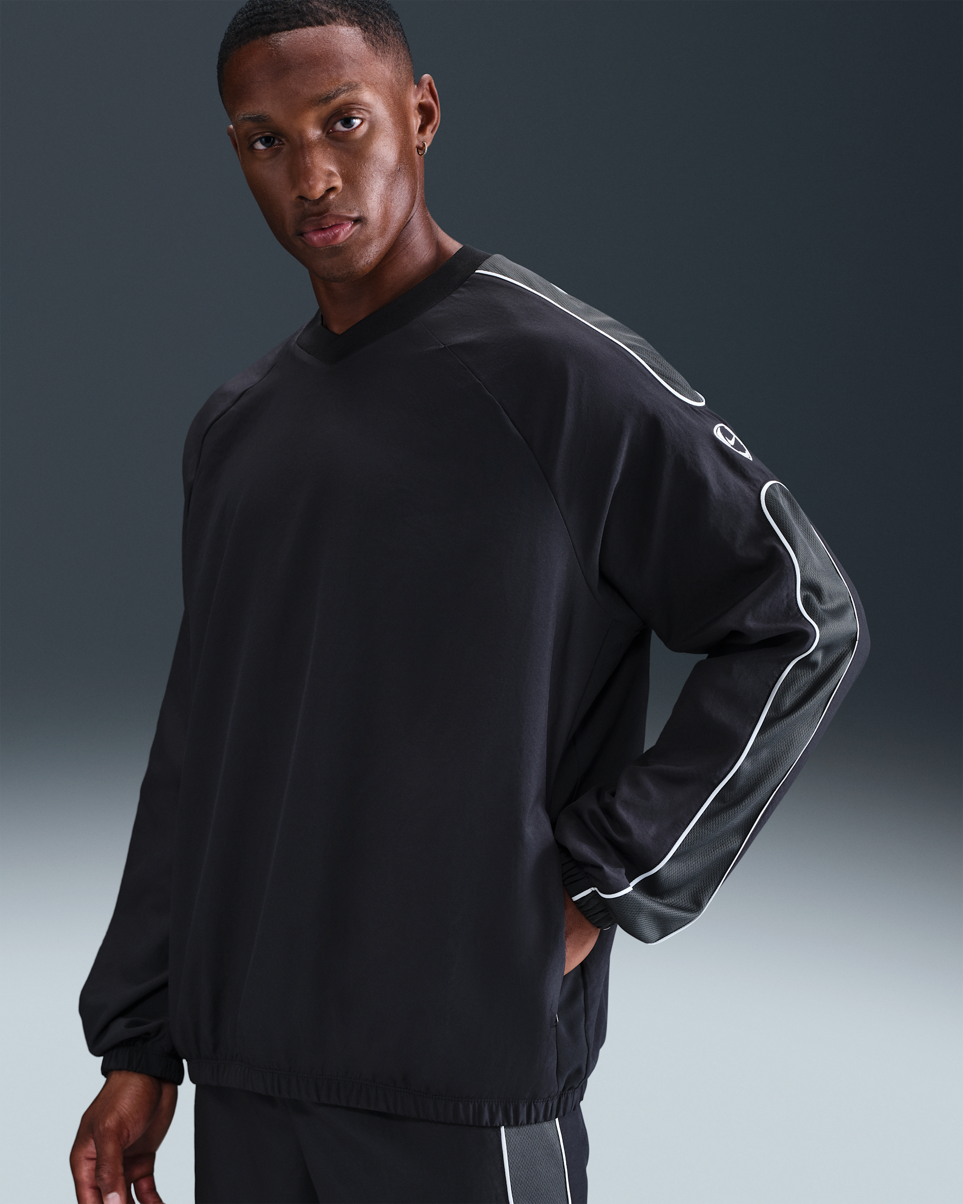Chamarra de fútbol Dri-FIT para hombre Nike Academy+ - Negro/Antracita/Blanco/Blanco
