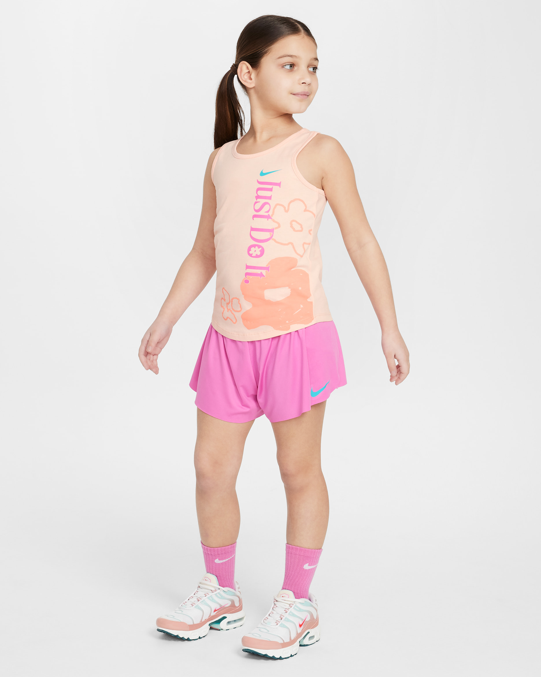 Nike Dri-FIT Little Kids' Wild Flower 2-Piece Tank and Mesh Shorts Set - Playful Pink