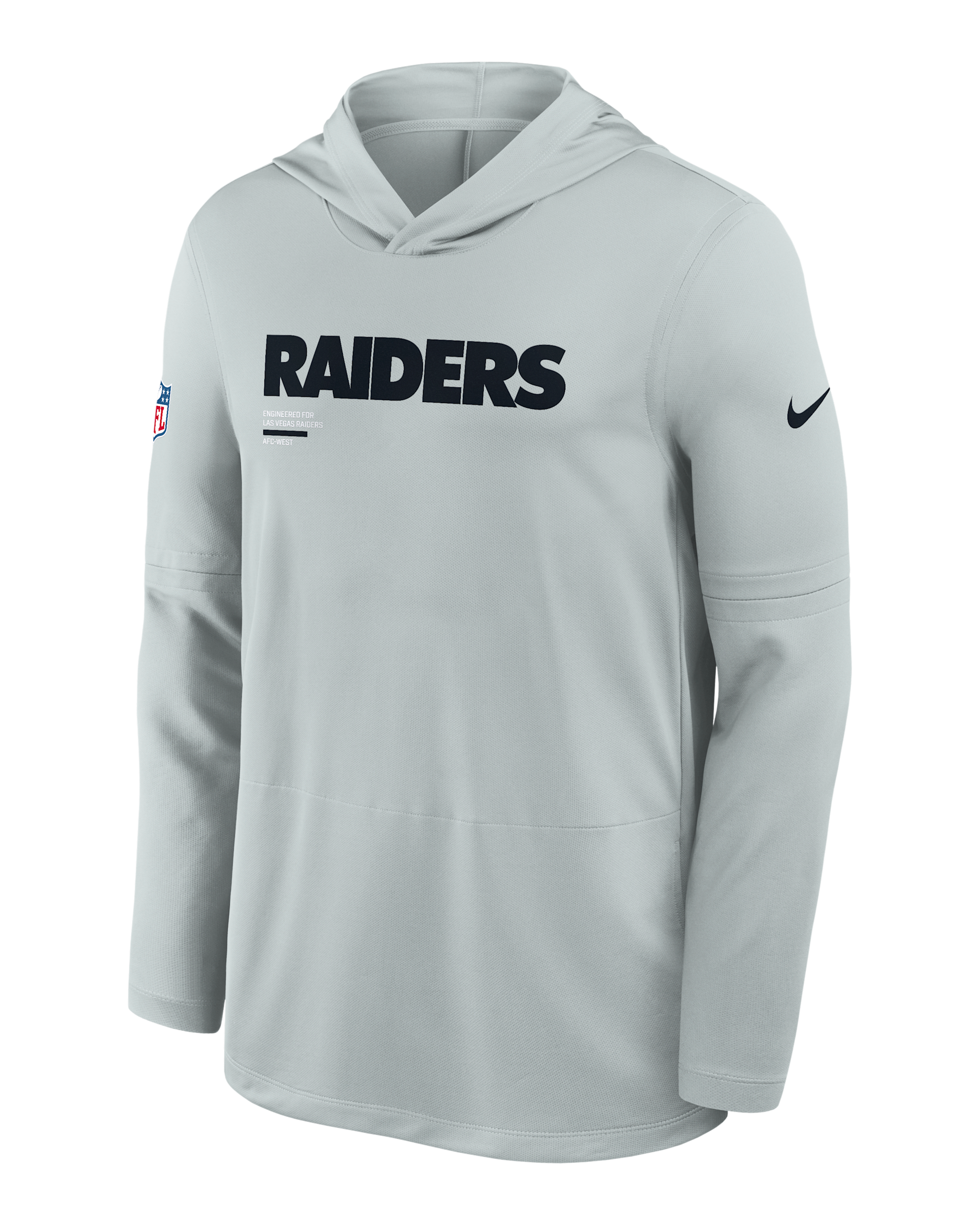 Playera de manga larga Nike Dri-FIT de la NFL con gorro para hombre Las Vegas Raiders Pure Fury Sideline - Plata