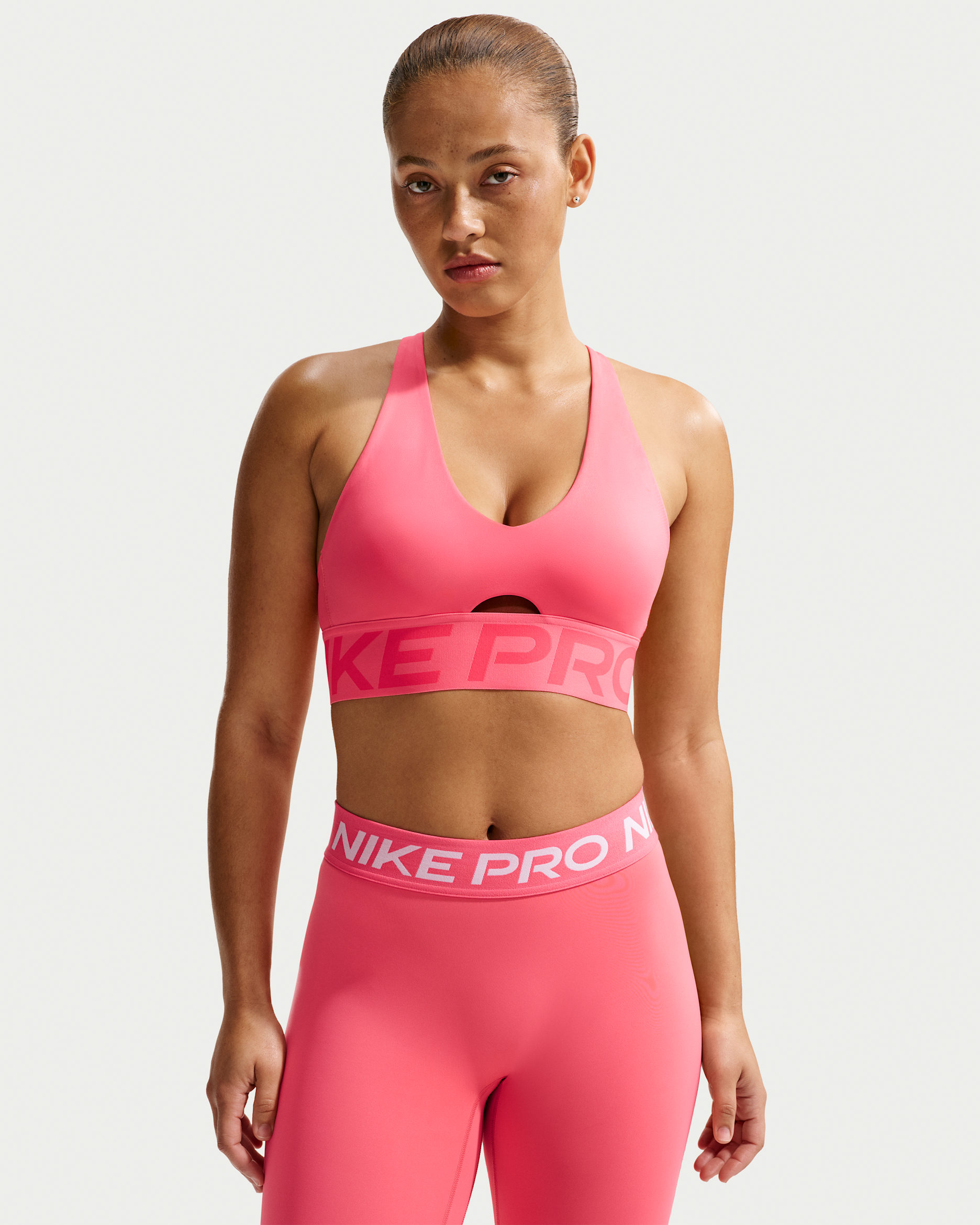 Nike Pro Sculpt Women's Medium-Support Padded Sports Bra - Sea Coral/Light Fusion Red/White