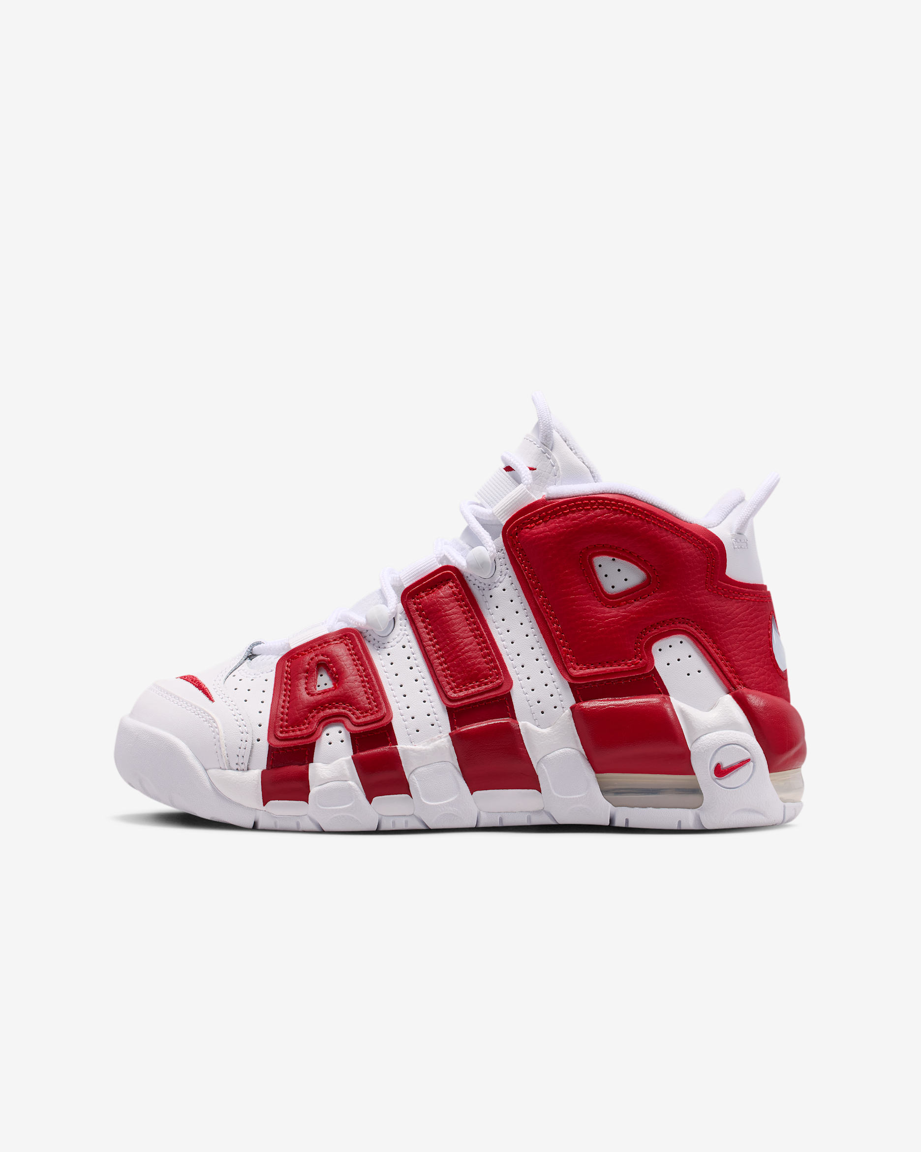 Nike Air More Uptempo Big Kids' Shoes - White/Varsity Red