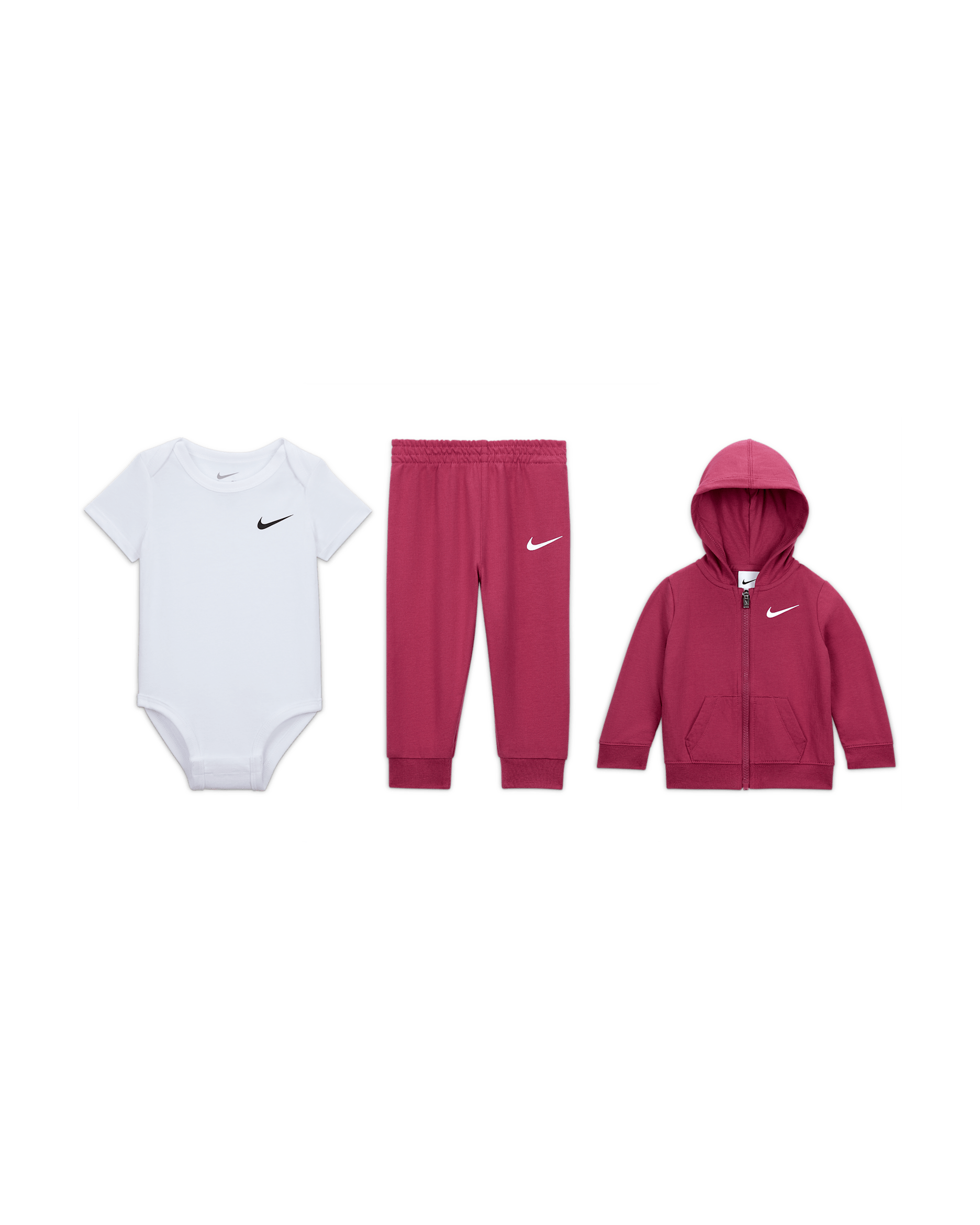 Nike Baby (0-9M) 3-Piece Bodysuit Set - Sweet Beet
