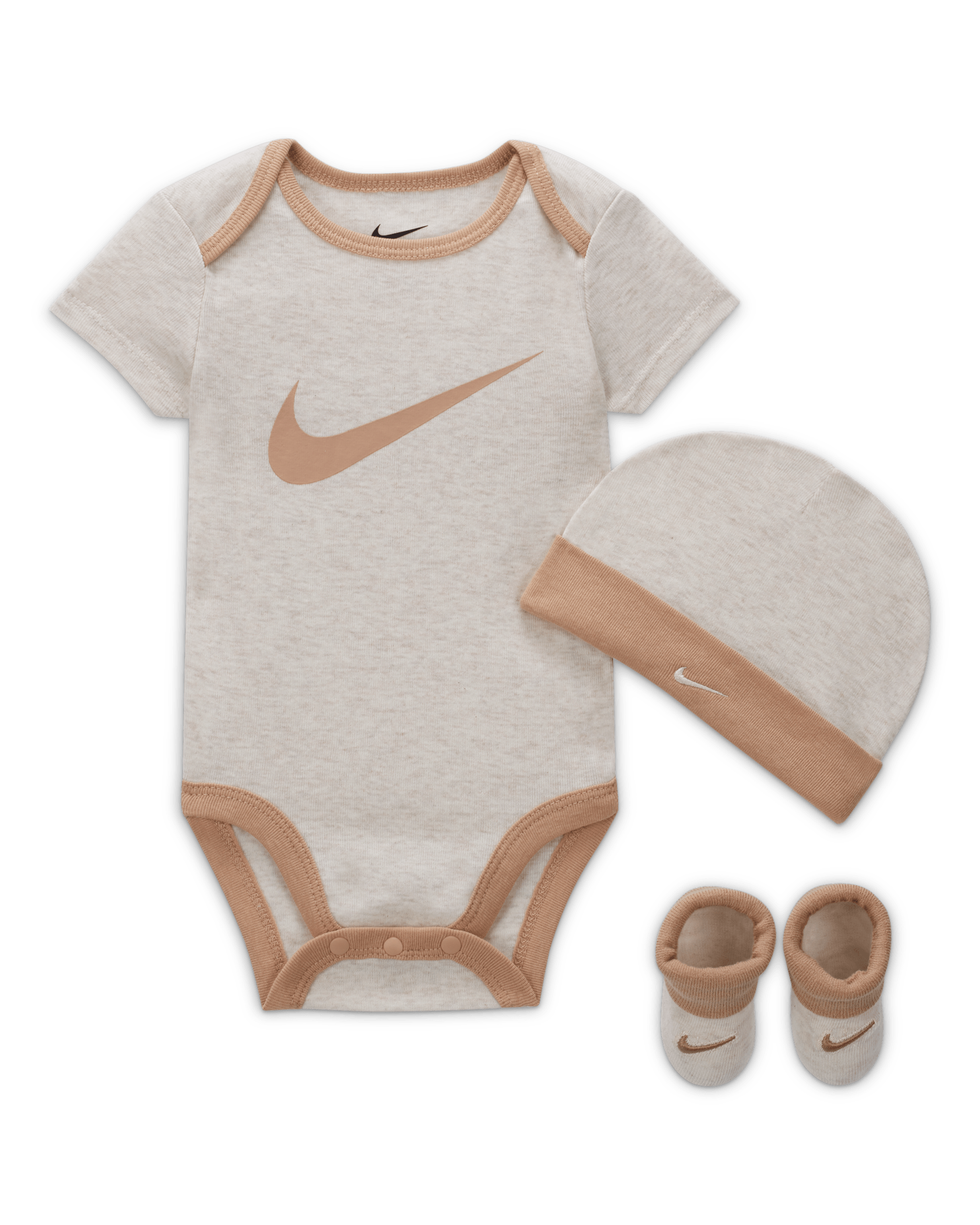 Nike Baby (6-12M) Bodysuit, Hat and Booties Box Set - Pale Ivory