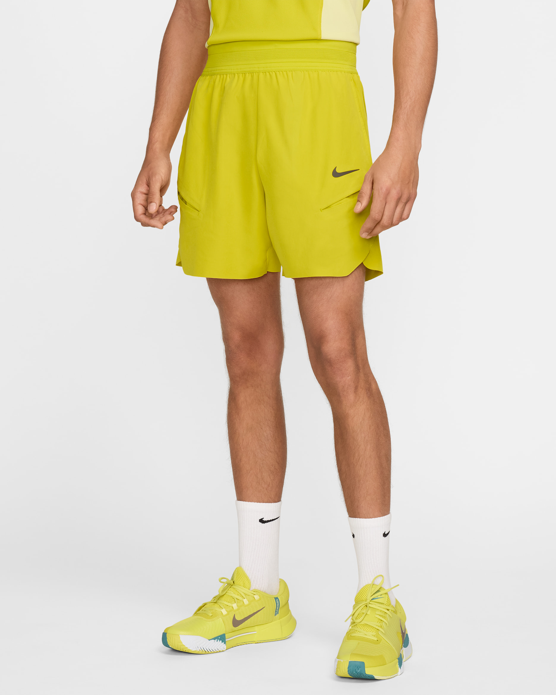 NikeCourt Slam Men's Dri-FIT Tennis Shorts - High Voltage/High Voltage/Medium Ash