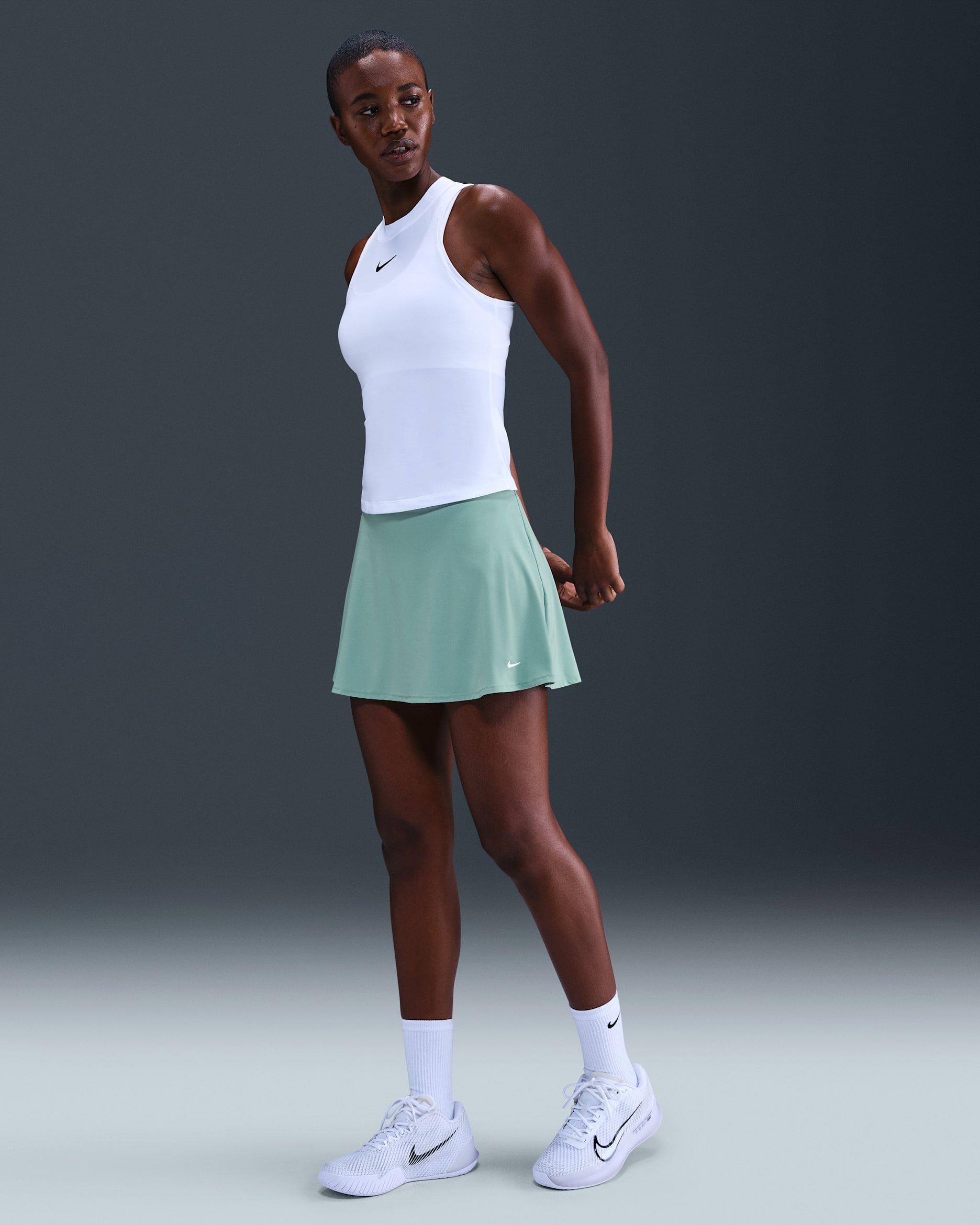 Nike Victory Women's Dri-FIT Short Flouncy Tennis Skirt - Cannon/White