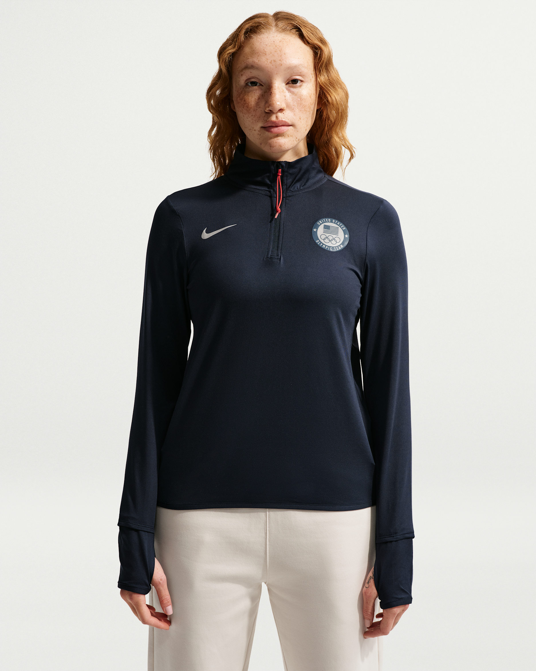 Nike Team USA Swift Element Women's 1/4-Zip Top - Obsidian