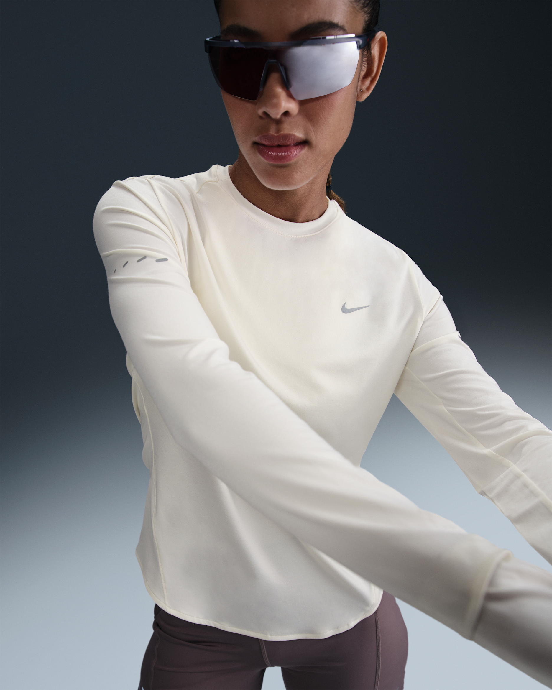 Nike Swift Women's Dri-FIT UV Long-Sleeve Crew-Neck Running Top - Sail