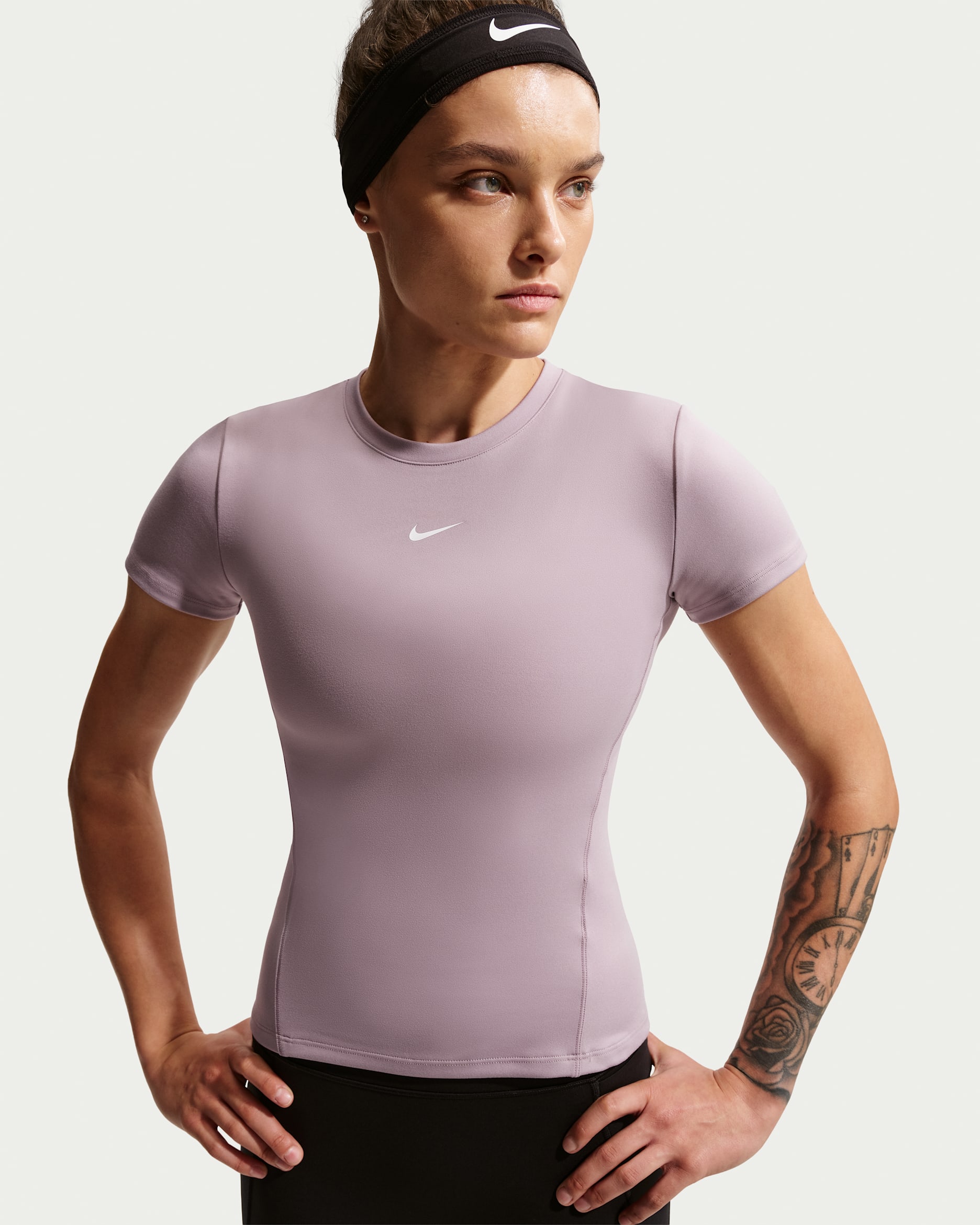 Nike One Women's Short-Sleeve Top - Light Violet Ore/White