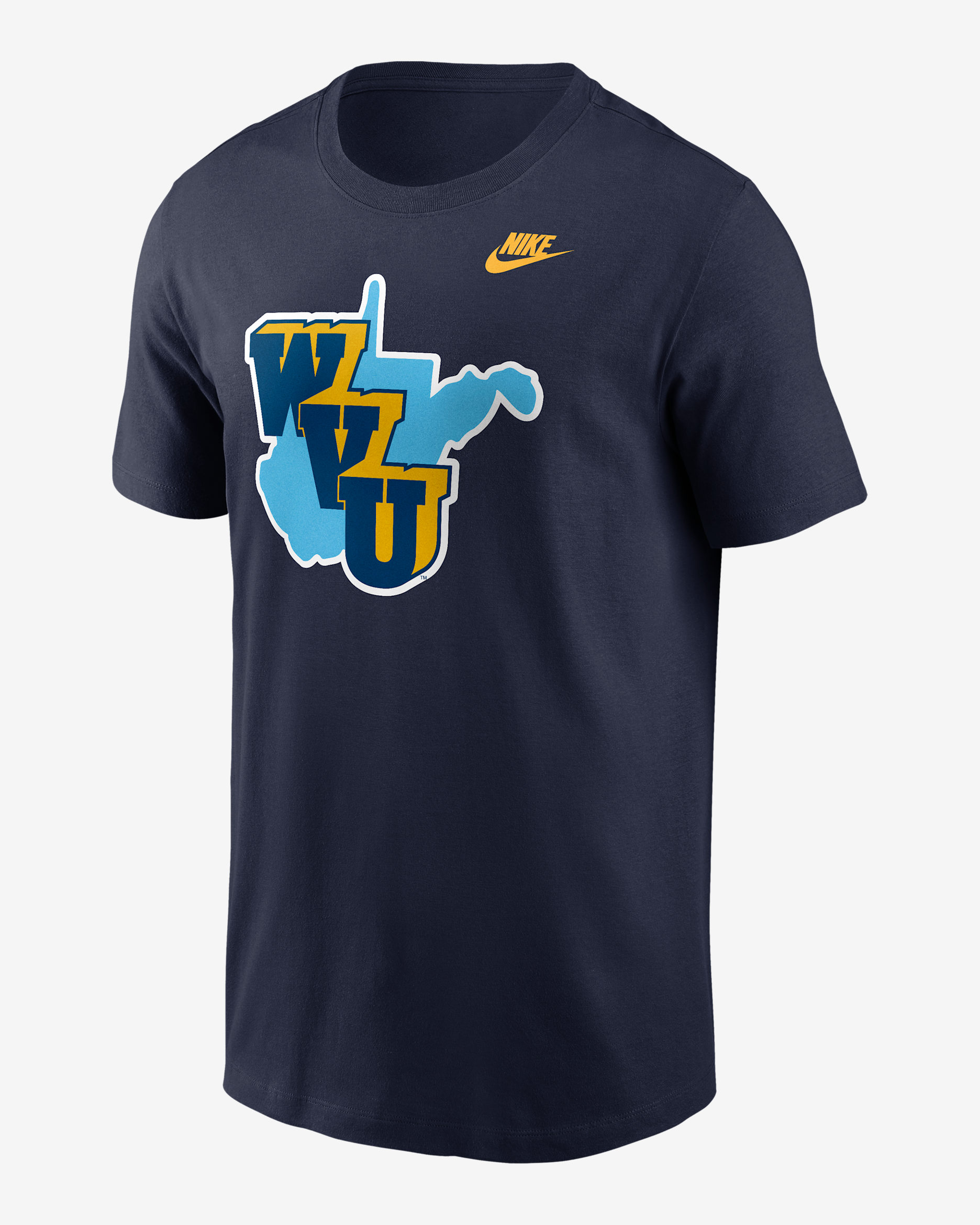 Playera universitaria Nike para hombre West Virginia 1965 Throwback - Azul marino