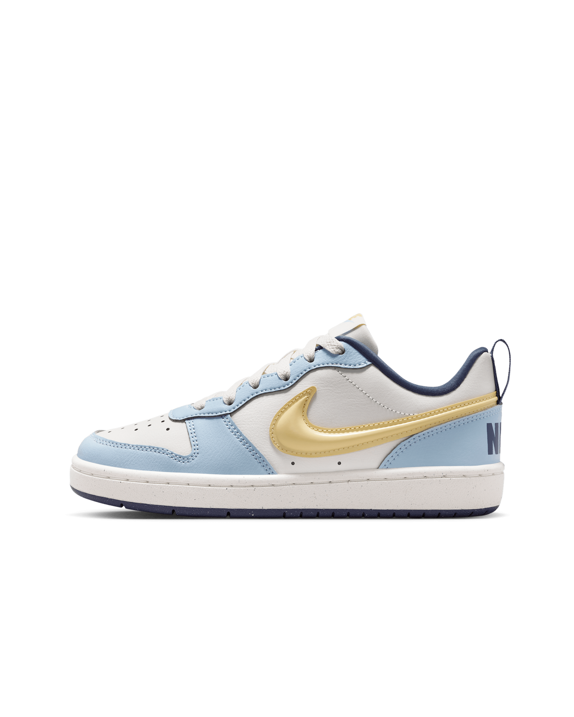 Nike Court Borough Low Recraft Big Kids' (Boys') Shoes - Sail/Sail/Celestine Blue/Soft Yellow