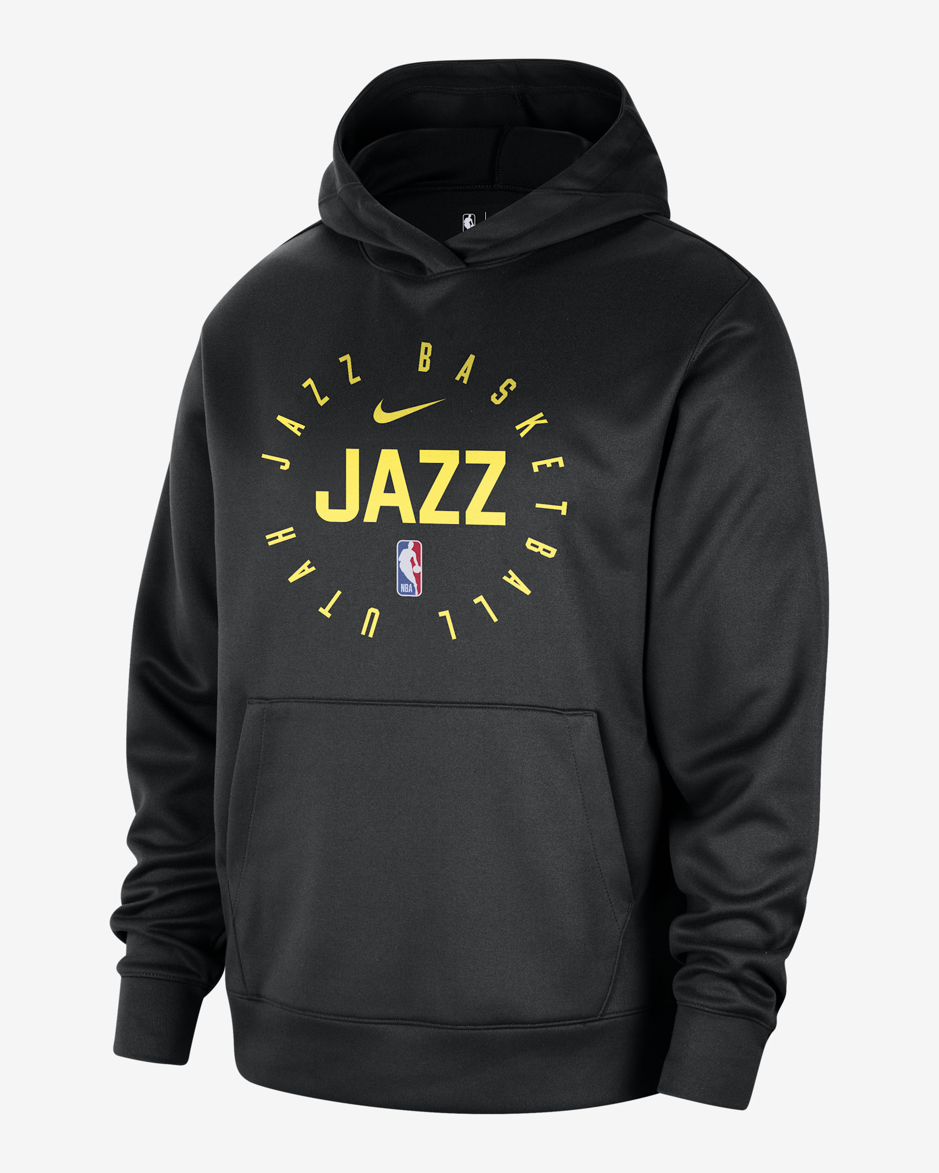 Utah Jazz Spotlight Men's Nike Dri-FIT NBA Pullover Hoodie - Black/Yellow Strike