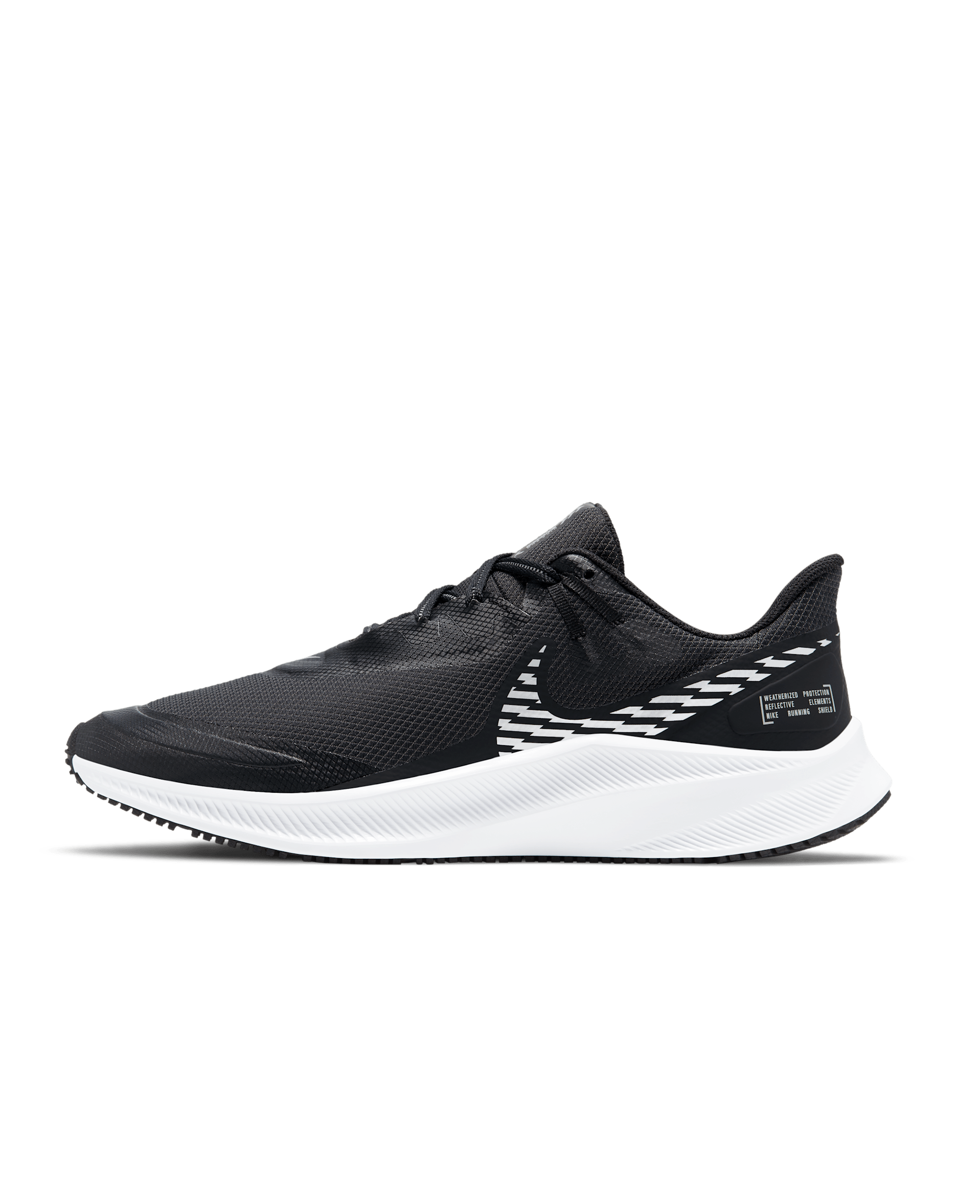 Nike Quest 3 Shield Men's Weatherized Road Running Shoes - Black/Dark Smoke Grey/White/Metallic Silver