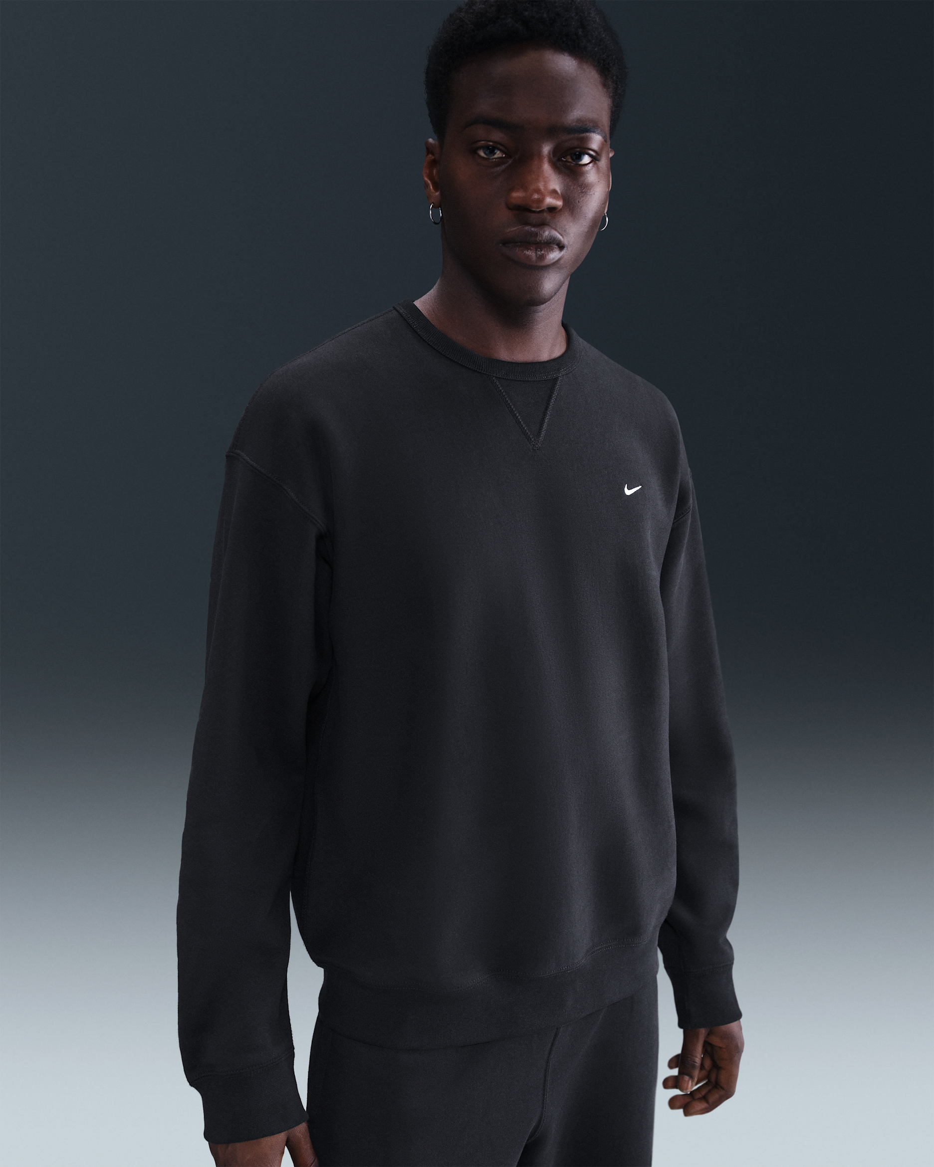 Nike Solo Swoosh Fleece-Rundhalsshirt für Herren - Schwarz/Weiß