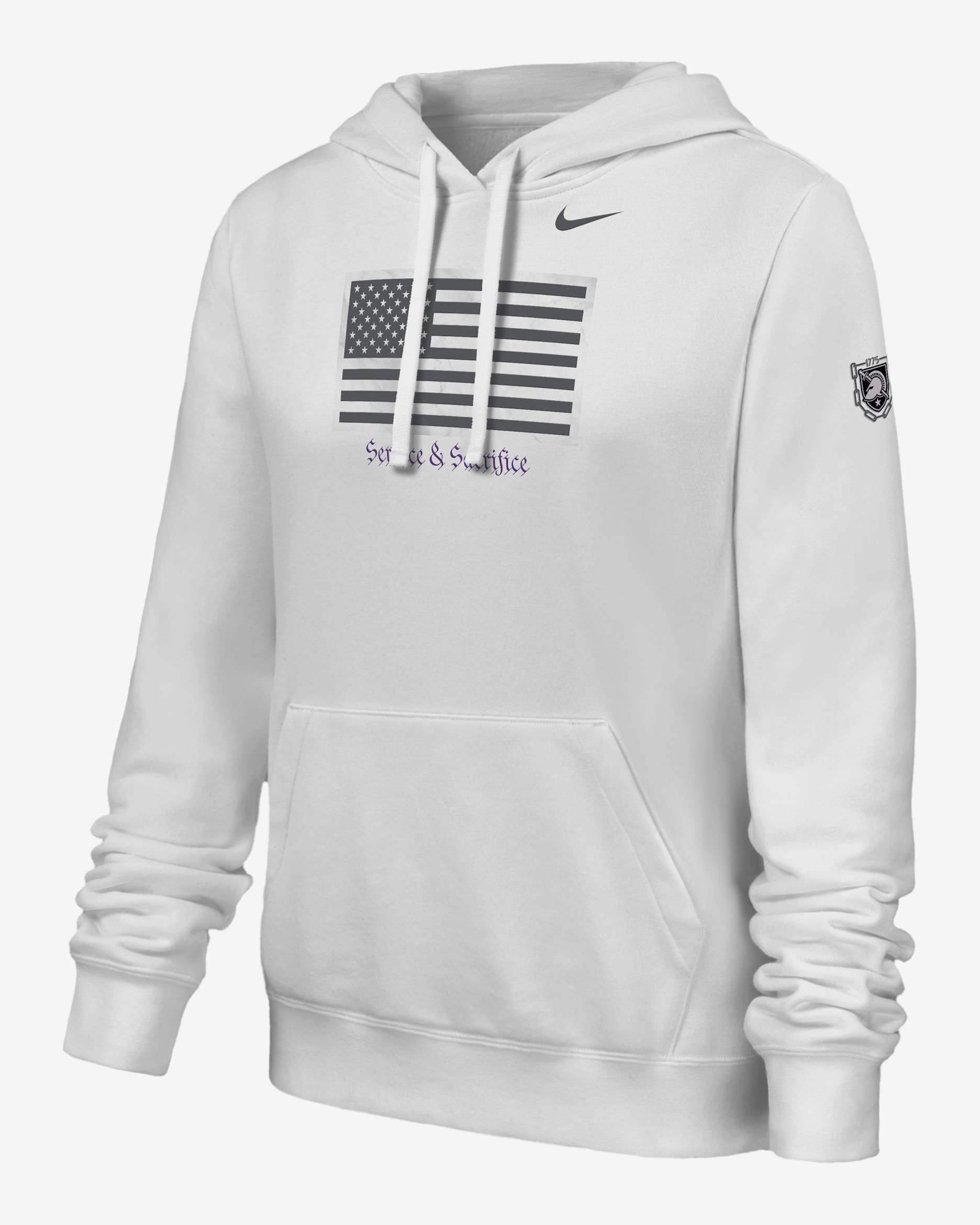 Army Service & Sacrifice Women's Nike College Pullover Hoodie - White