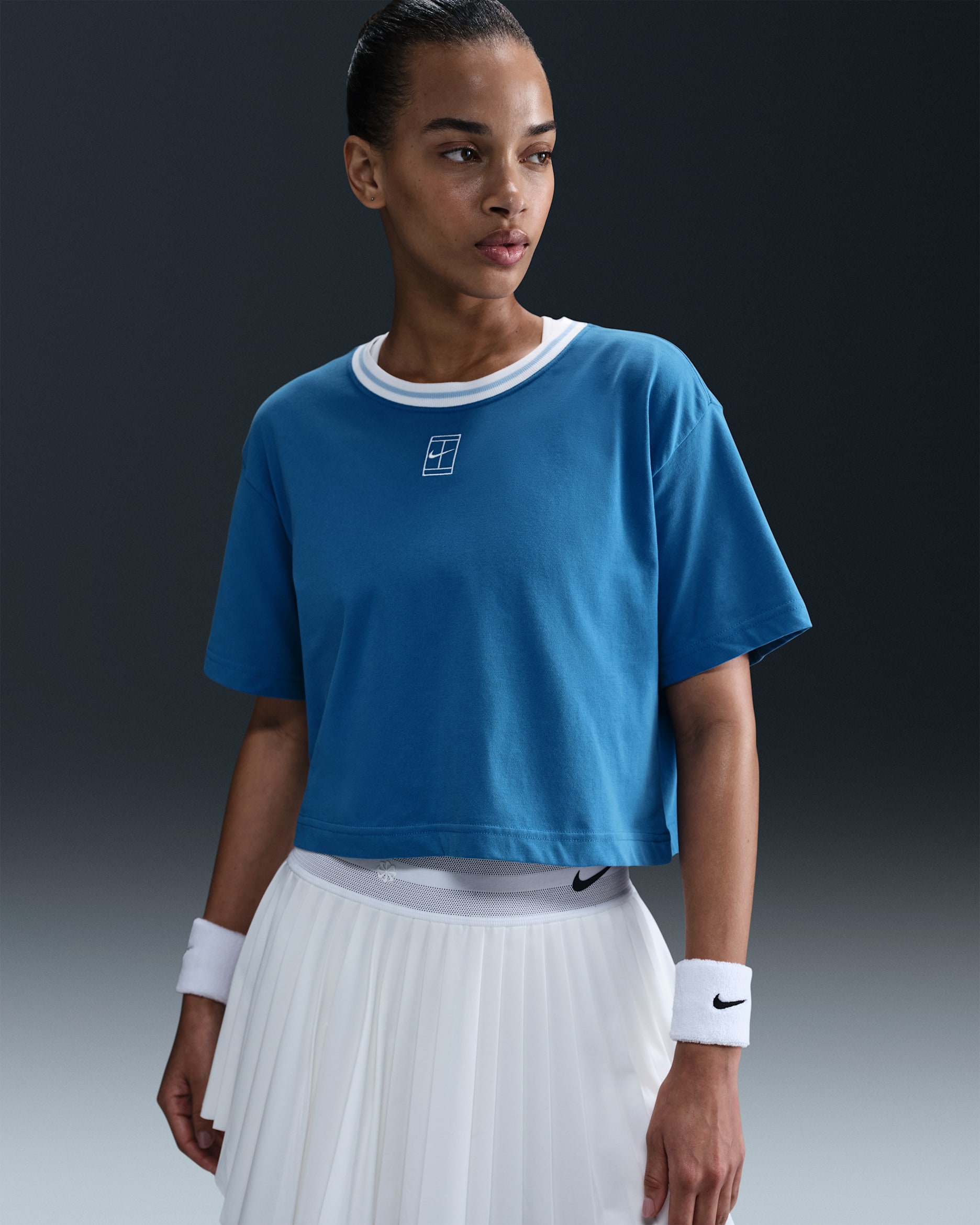 Nike Heritage Women's Dri-FIT Short-Sleeve Cropped T-Shirt - Star Blue