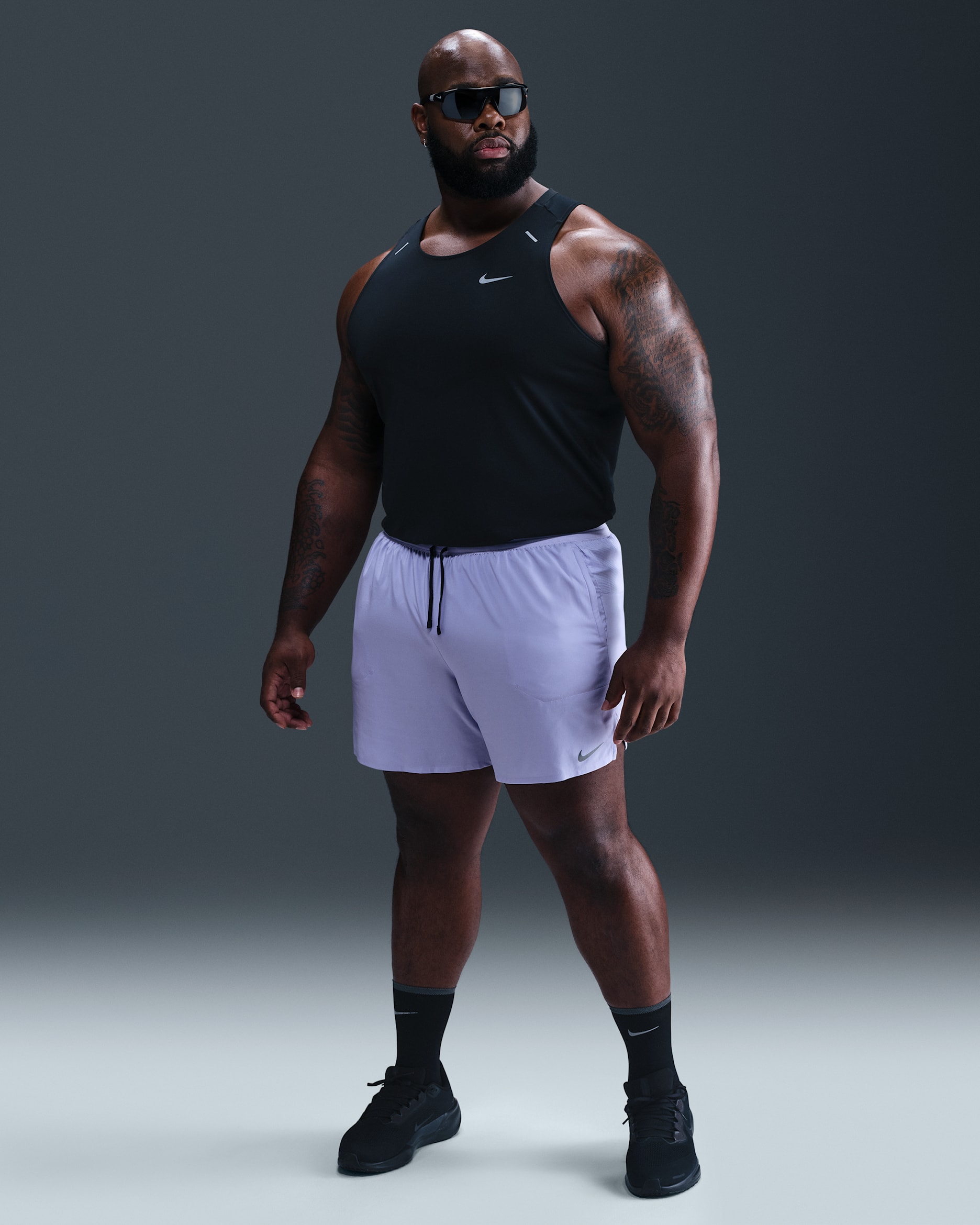 Nike Stride Men's Dri-FIT 7" Brief-Lined Running Shorts - Hydrangeas/Black
