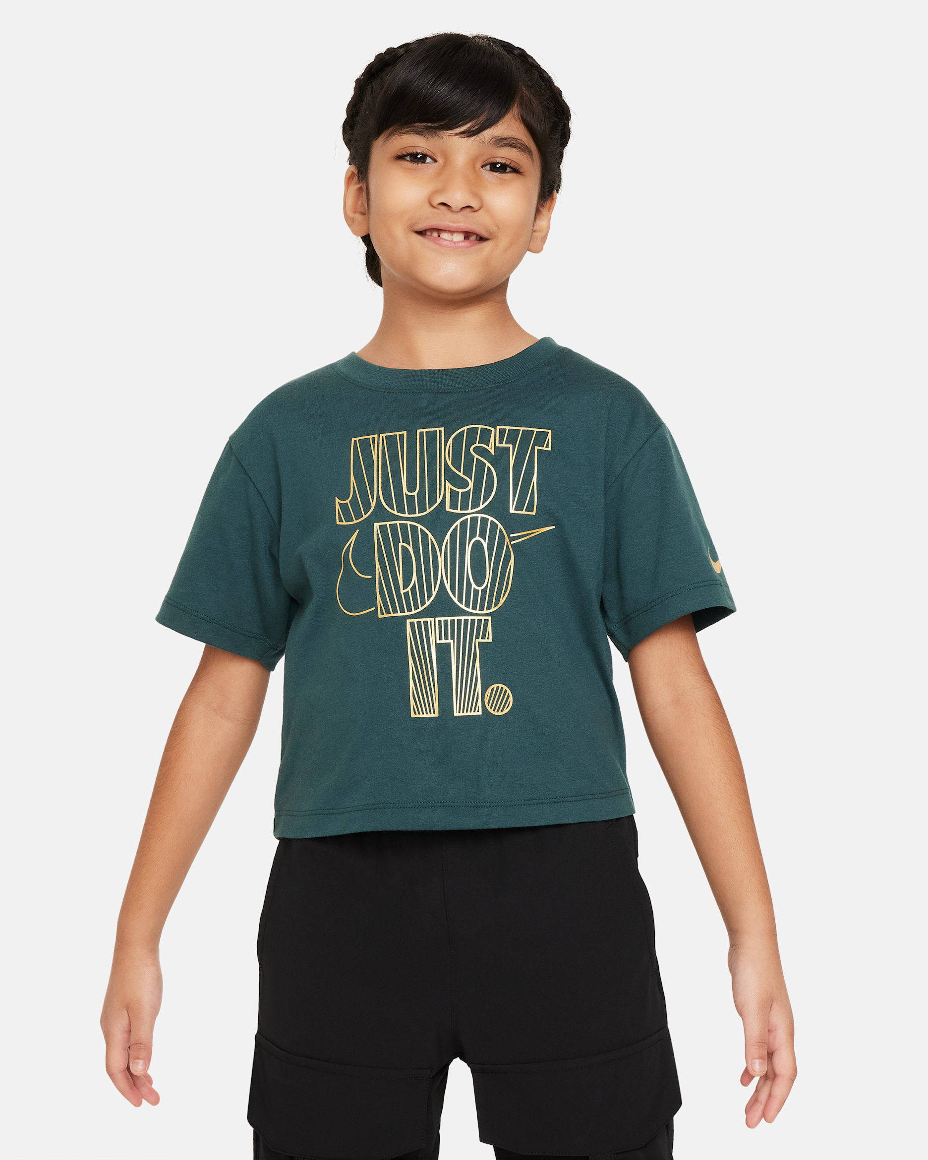 Playera para niños talla pequeña Nike Shine Boxy Tee - Jungla intenso