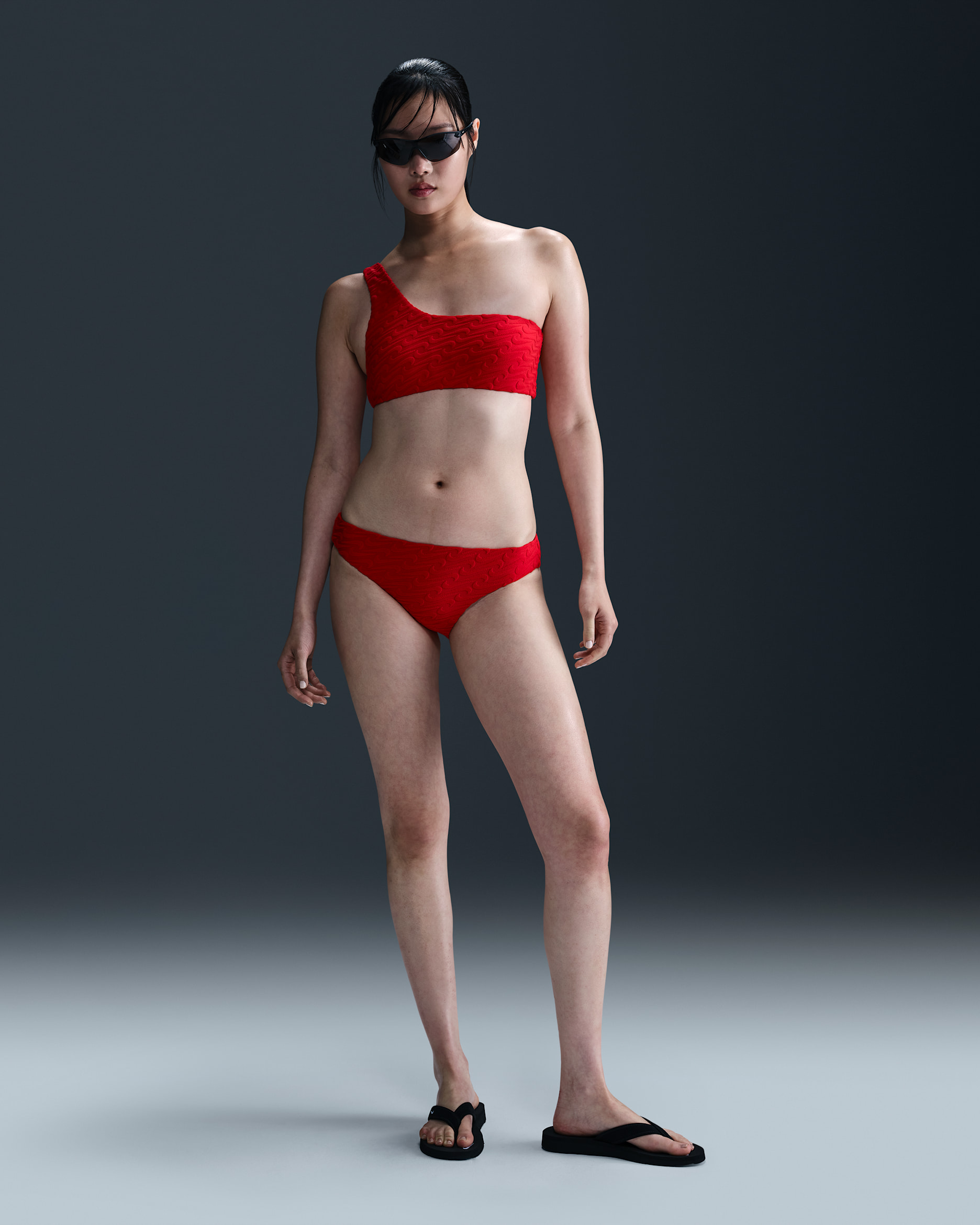 Nike Swim Swoosh Link Women's Terry Hipster Bikini Bottom - University Red