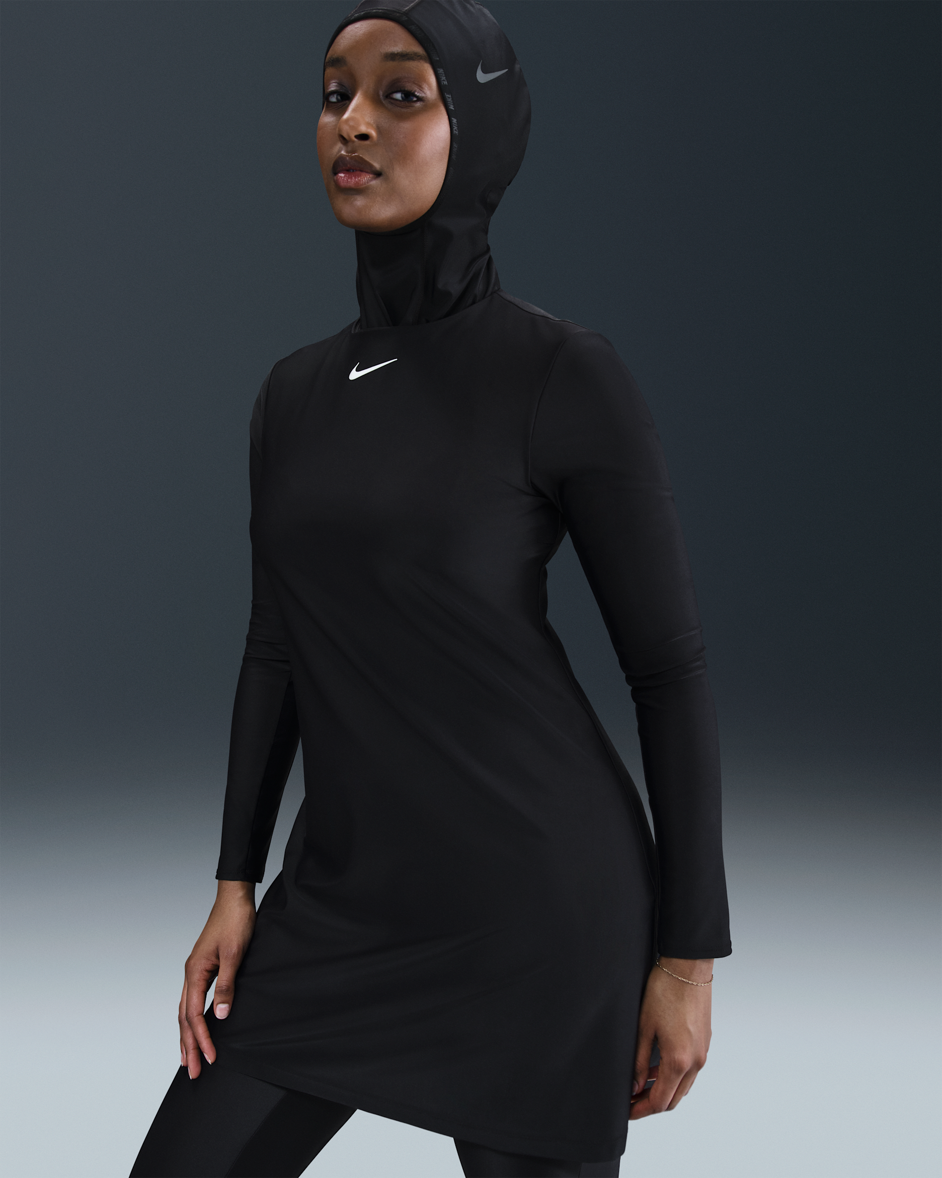 Nike Swim Victory Women's Long-Sleeve Tunic and Leggings Set - Black/White