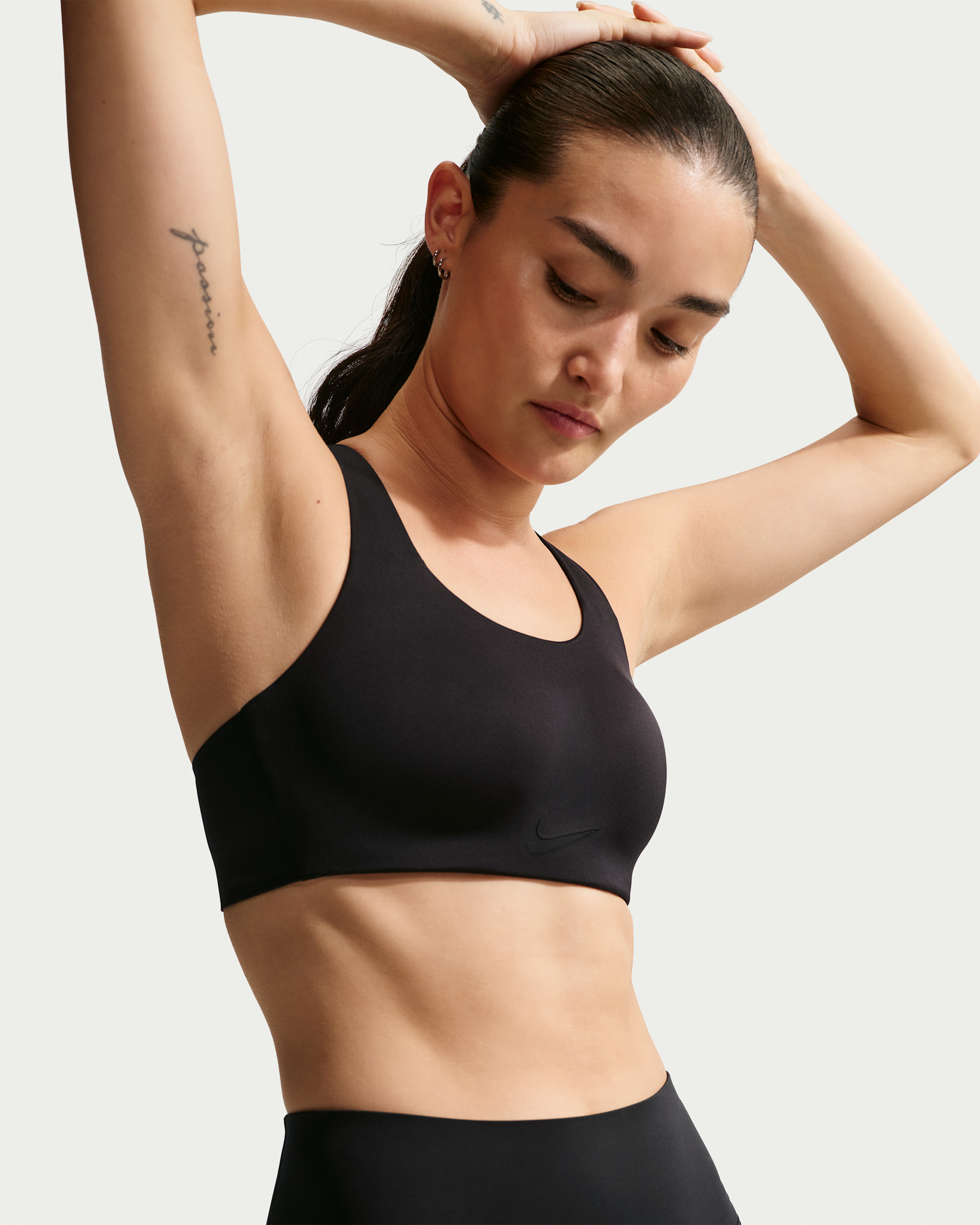 Nike Rival Women's Ultrahigh-Support Padded Sports Bra - Black/Particle Beige