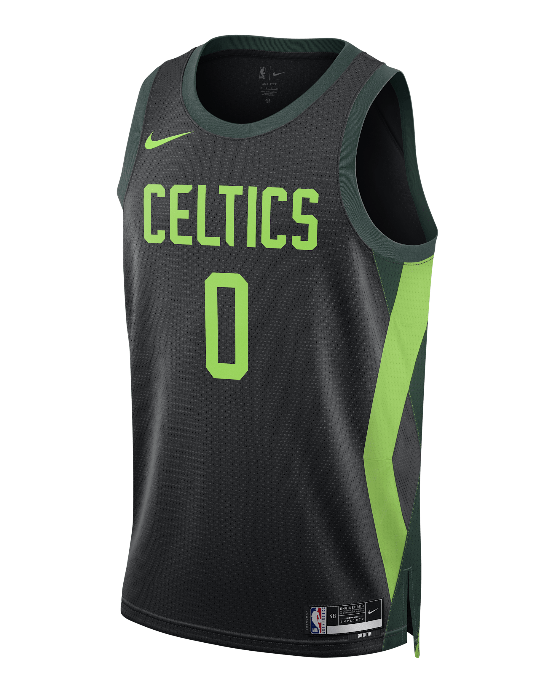 Jayson Tatum Boston Celtics 2024/25 City Edition Men's Nike Dri-FIT NBA Swingman Jersey - Black/Pro Green/Action Green