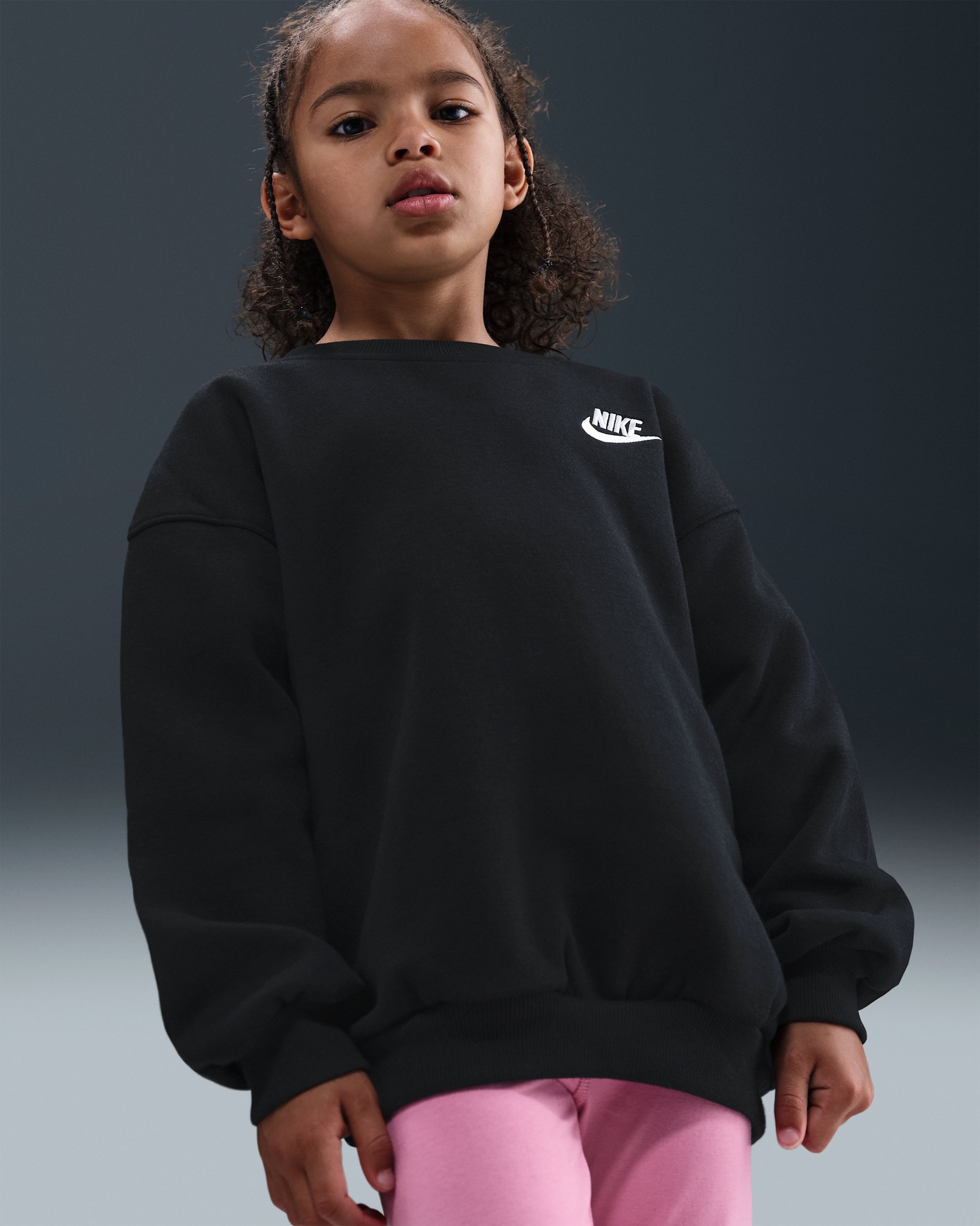 Nike Younger Kids' Oversized Crew Top - Black