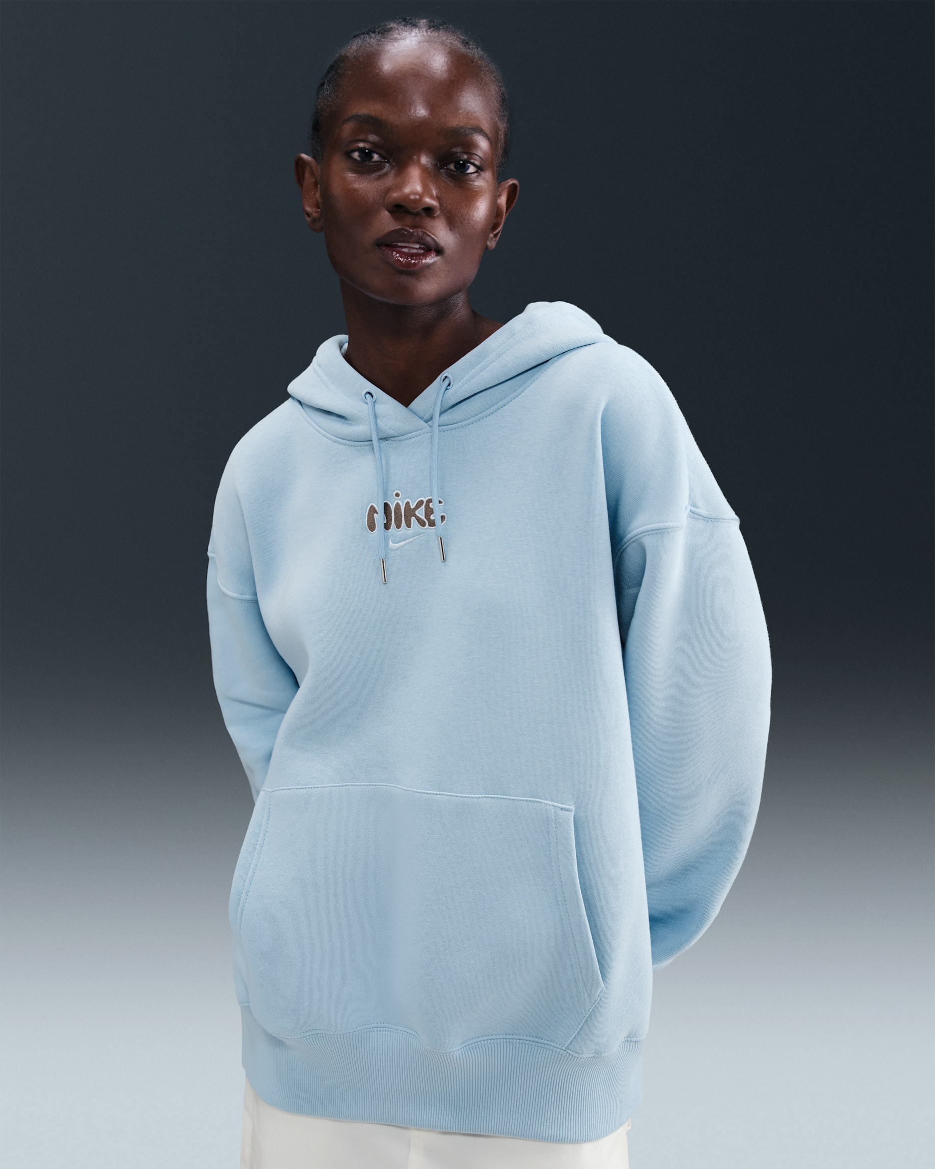 Nike Sportswear Phoenix Fleece Women's Oversized Pullover Hoodie - Light Armoury Blue/Cave Stone