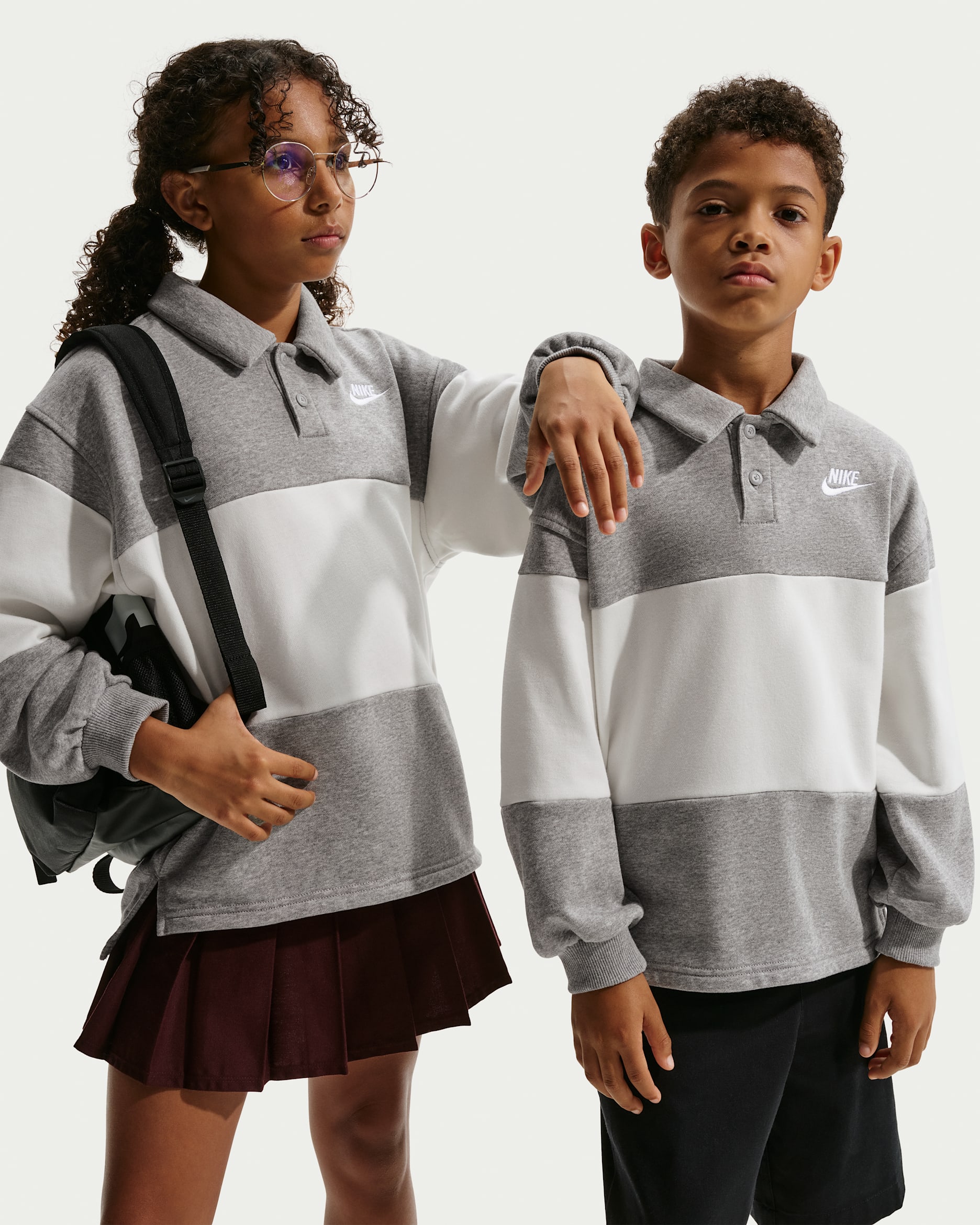 Nike Sportswear Club French-Terry-Rugby (ältere Kinder) - Dark Grey Heather/Sail/Weiß/Weiß