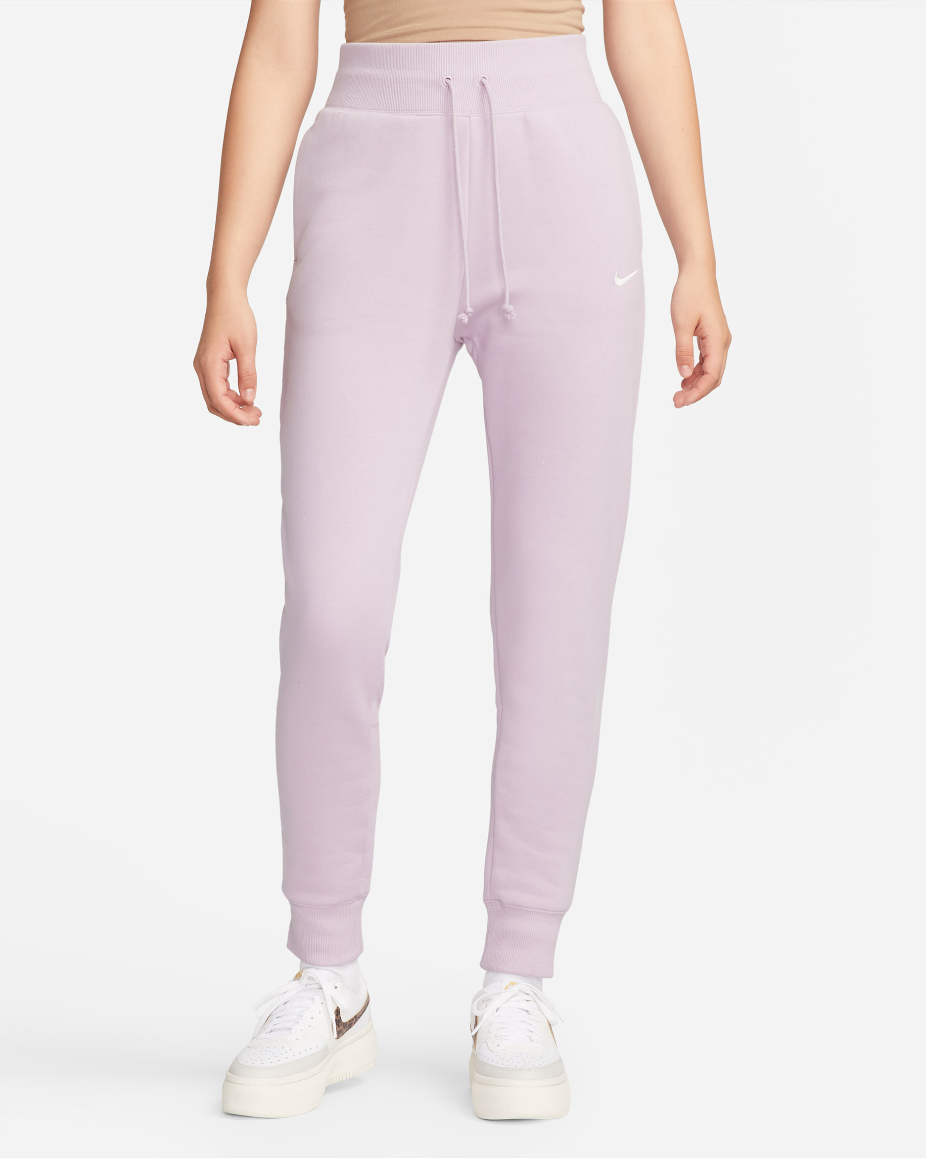 Joggers de tiro alto para mujer Nike Sportswear Phoenix Fleece - Muñeca/Vela