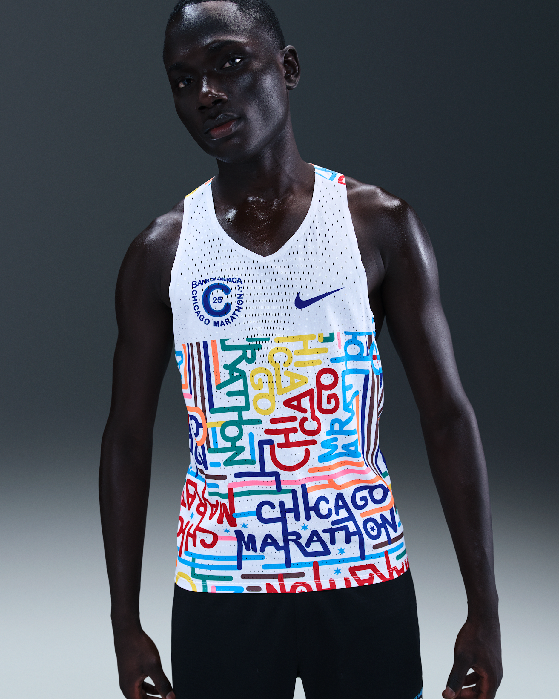Nike AeroSwift Men's Dri-FIT ADV Running Singlet - White/University Red/Light Current Blue/Deep Night