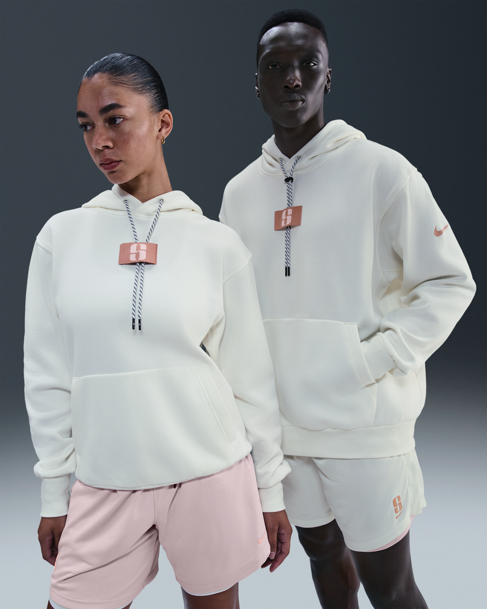 Sabrina Fleece Basketball Hoodie - Sail/Rose Gold/Washed Coral/Rose Gold